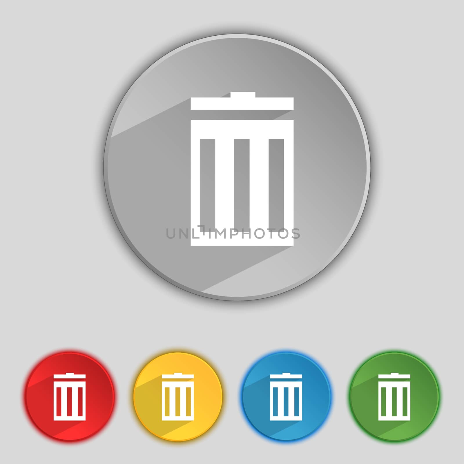 Recycle bin sign icon. Symbol. Set of colored buttons.  by serhii_lohvyniuk
