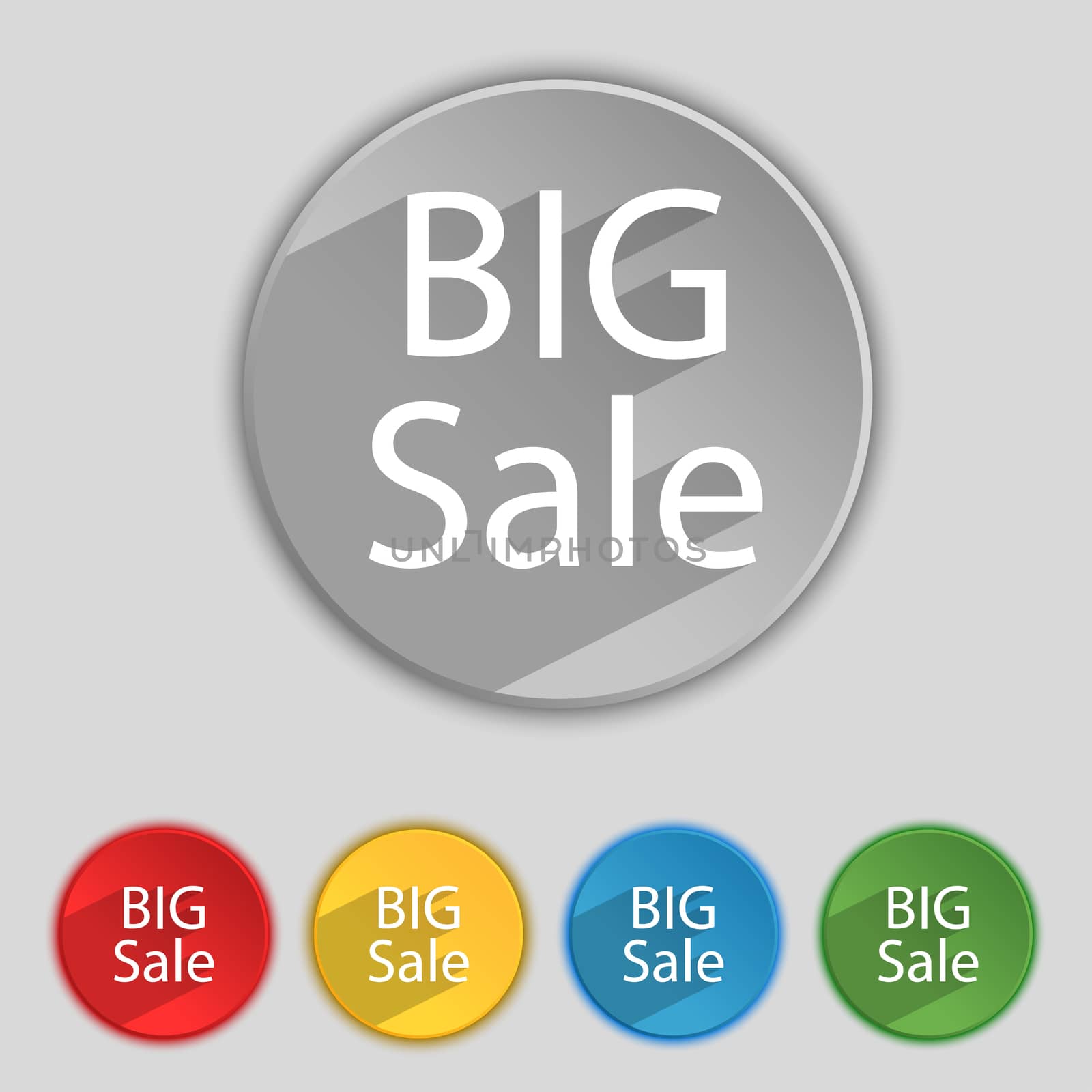 Big sale sign icon. Special offer symbol. Set of colored buttons. illustration
