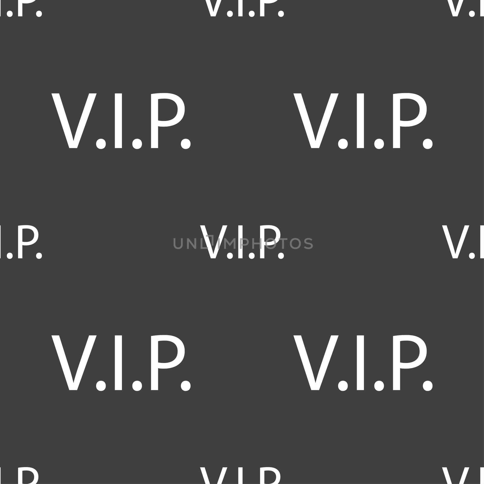 Vip sign icon. Membership symbol. Very important person. Seamless pattern on a gray background. illustration