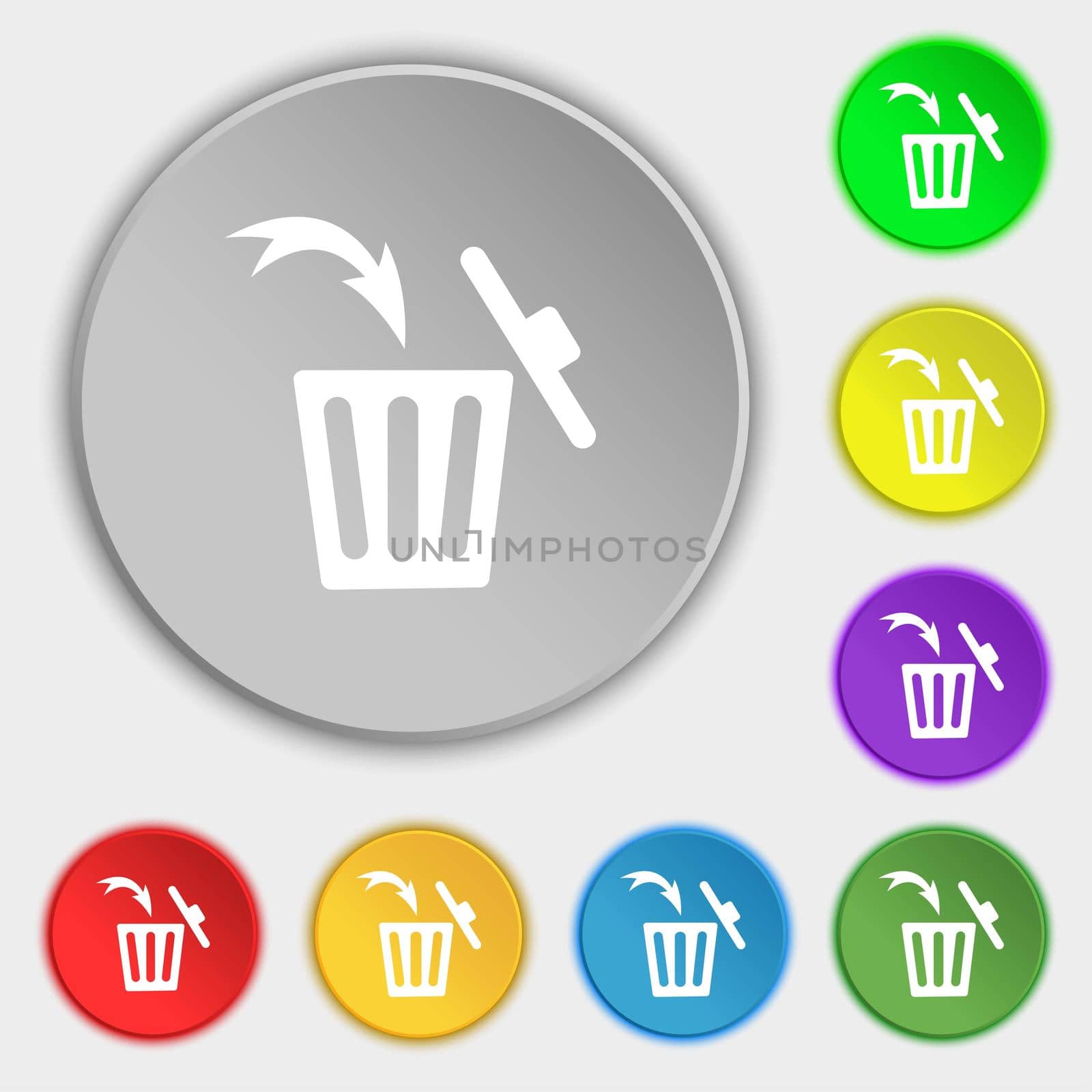 Recycle bin sign icon. Symbols on eight flat buttons.  by serhii_lohvyniuk