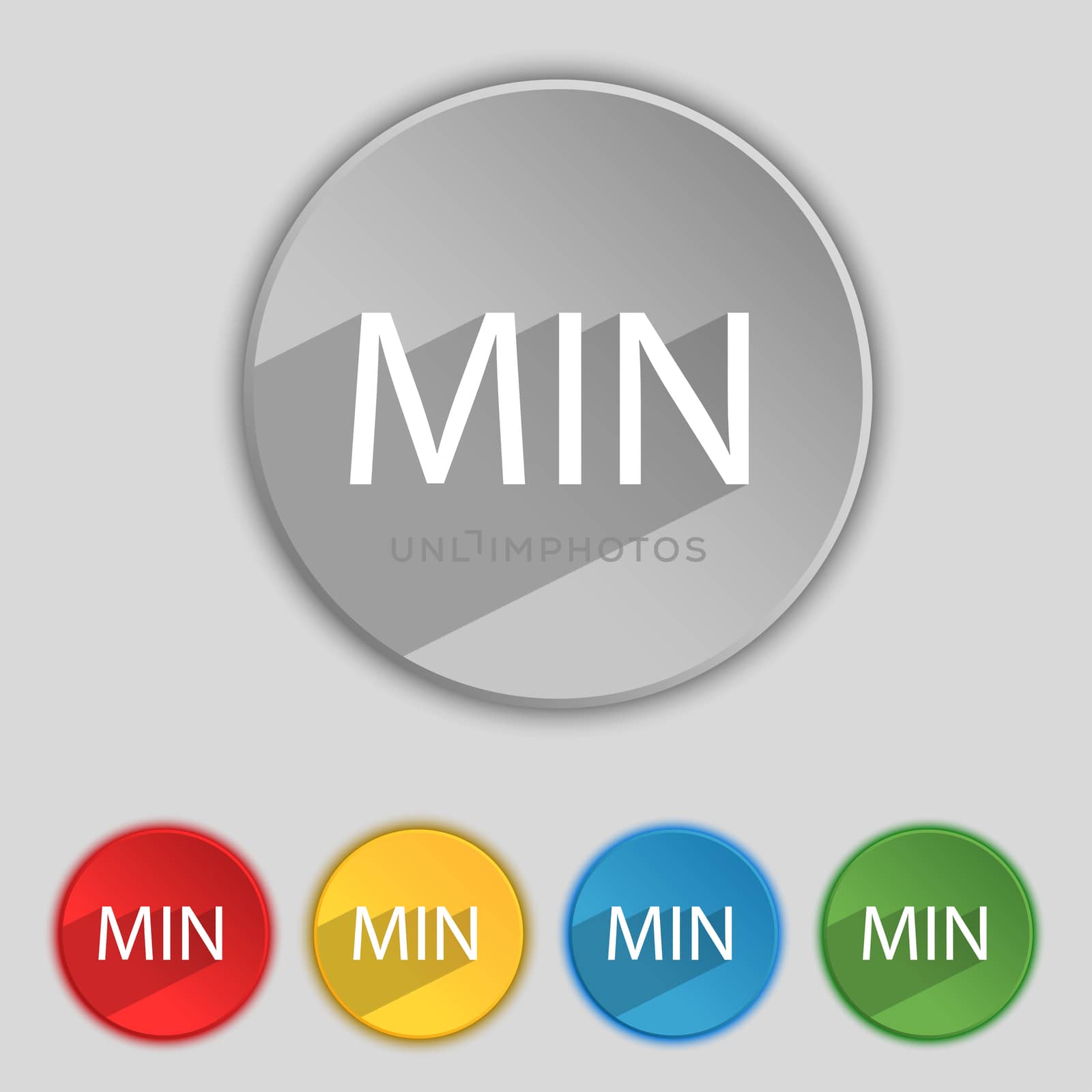 minimum sign icon. Set of colored buttons. illustration