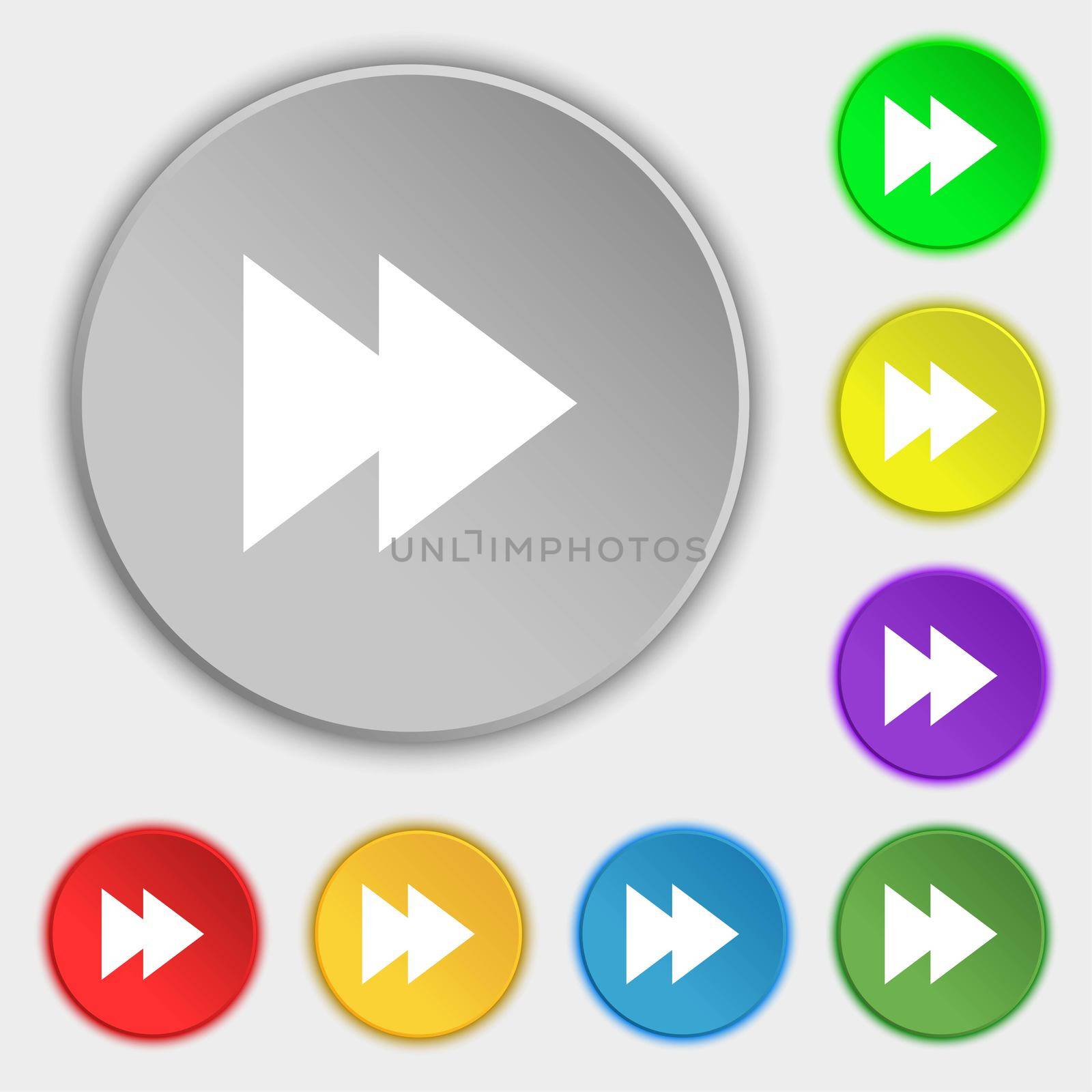 multimedia sign icon. Player navigation symbol. Symbols on eight flat buttons.  by serhii_lohvyniuk