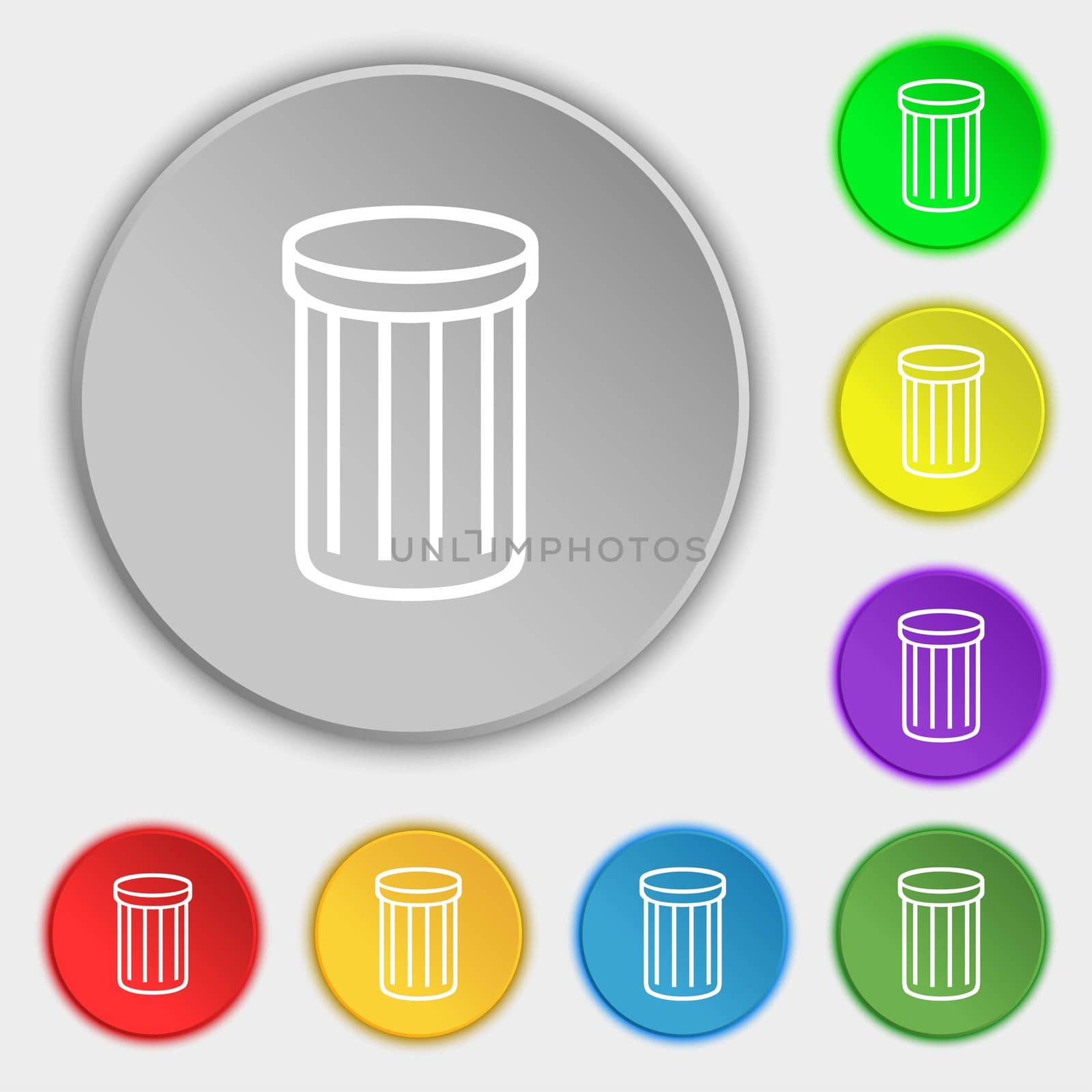 Recycle bin sign icon. Symbol. Symbols on eight flat buttons.  by serhii_lohvyniuk