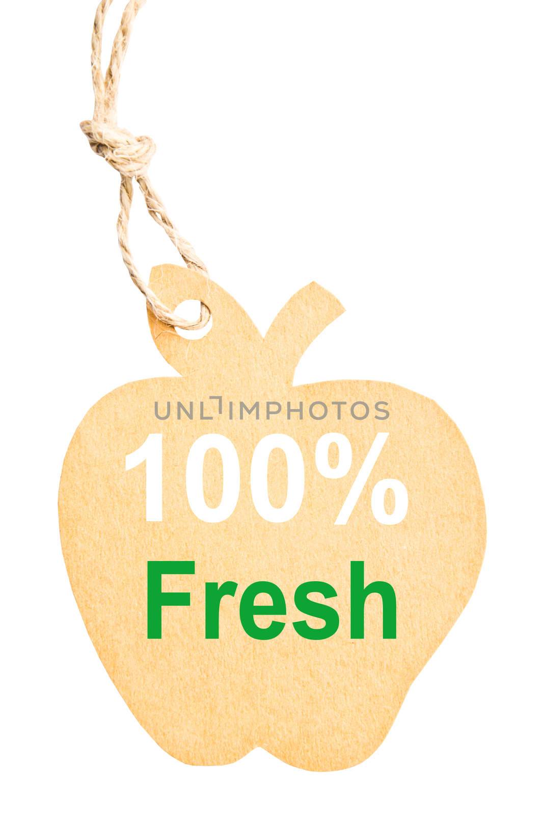 Eco friendly label. 100% Fresh, isolated on white background by Gamjai