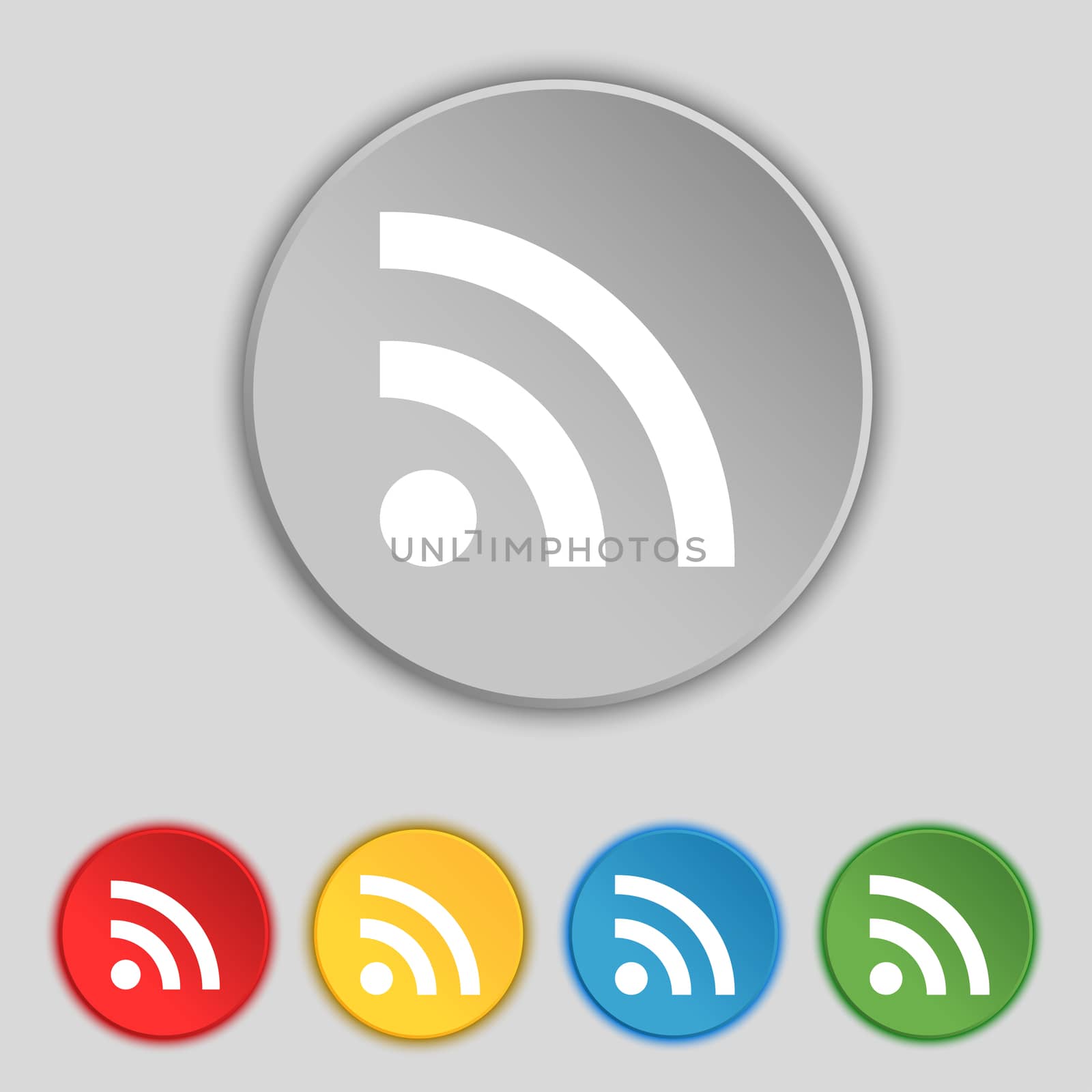 Wifi, Wi-fi, Wireless Network icon sign. Symbol on five flat buttons.  by serhii_lohvyniuk