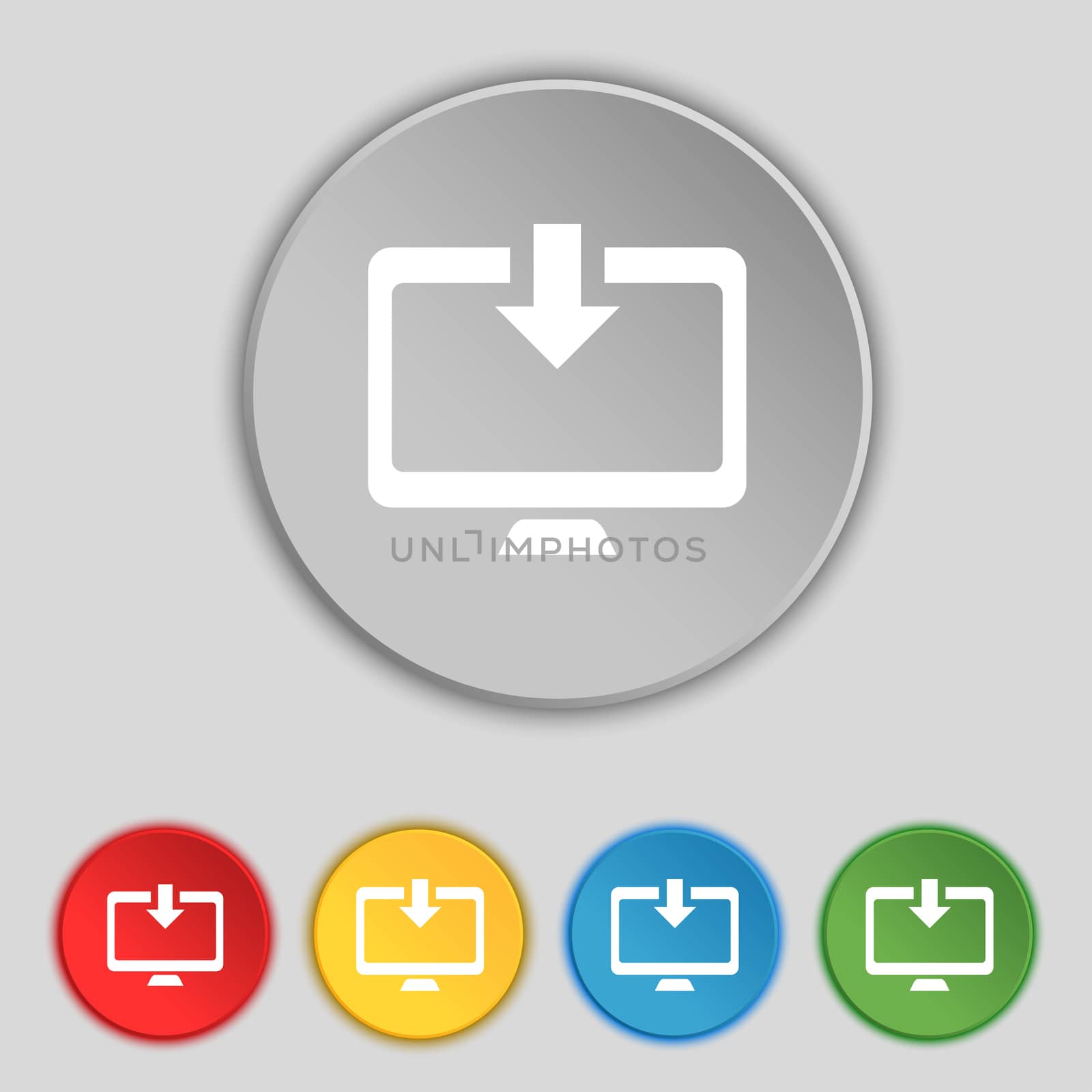Download, Load, Backup icon sign. Symbol on five flat buttons. illustration