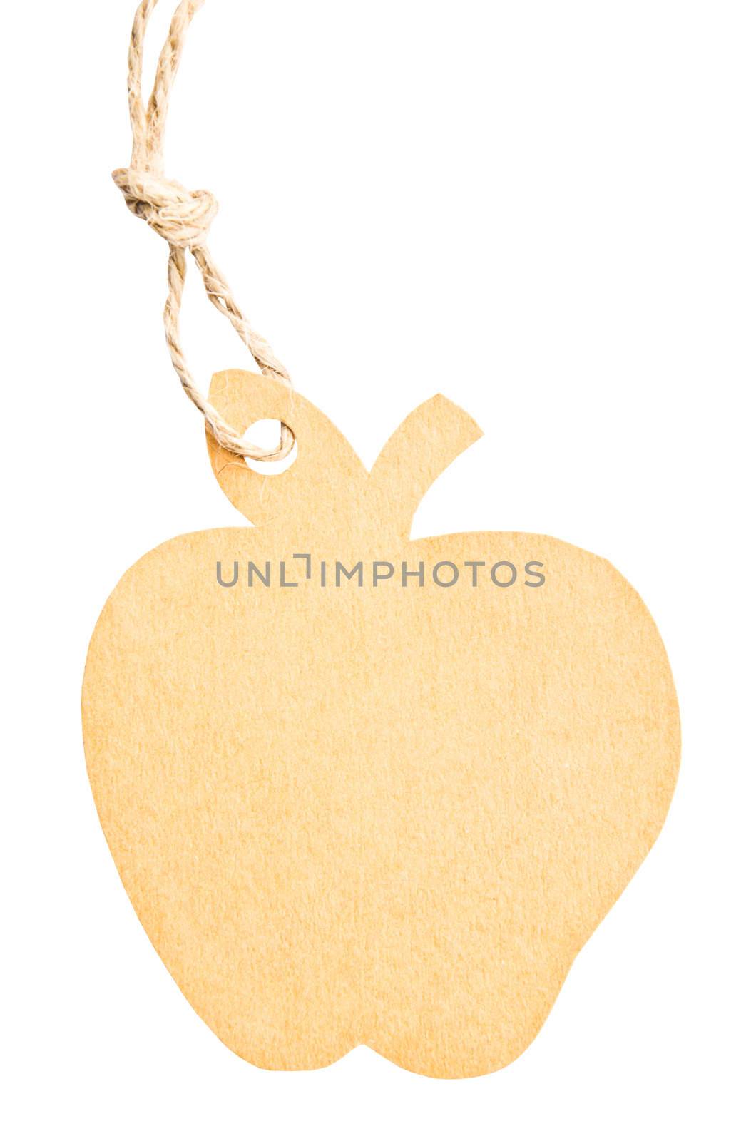 Blank tag tied with brown string isolated against a white background, clipping path