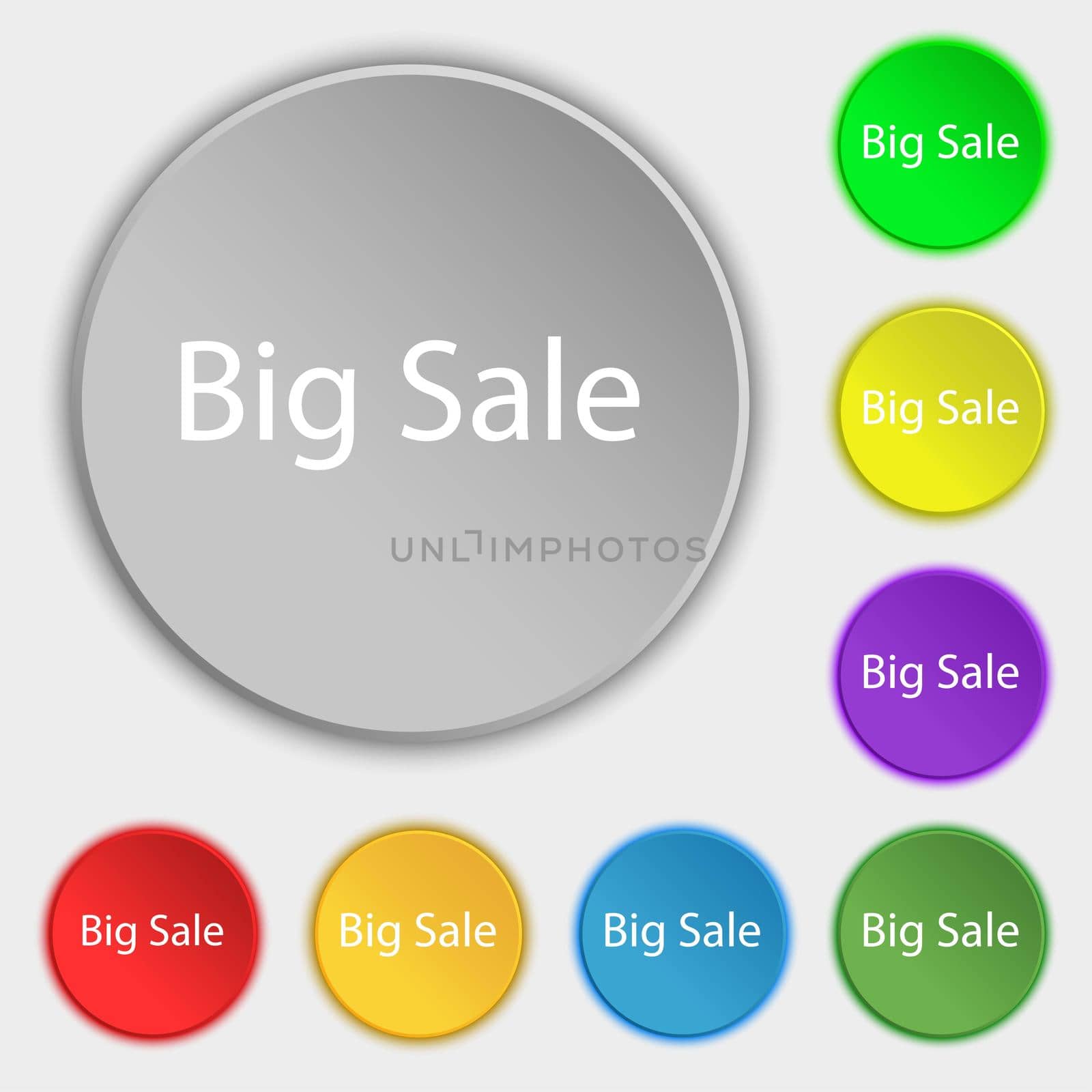 Big sale sign icon. Special offer symbol. Symbols on eight flat buttons. illustration