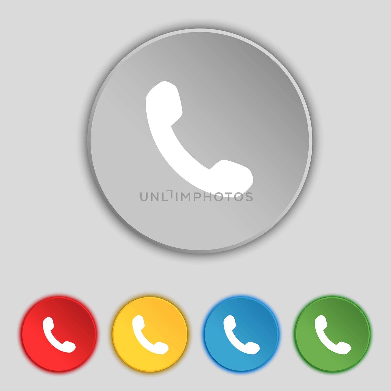 Phone, Support, Call center icon sign. Symbol on five flat buttons. illustration