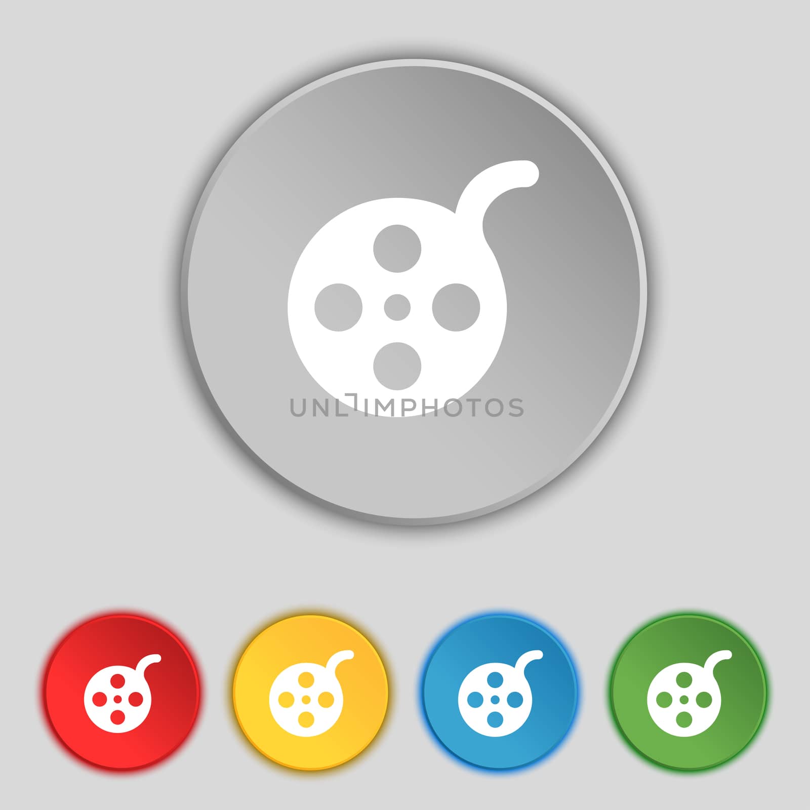 Film icon sign. Symbol on five flat buttons.  by serhii_lohvyniuk