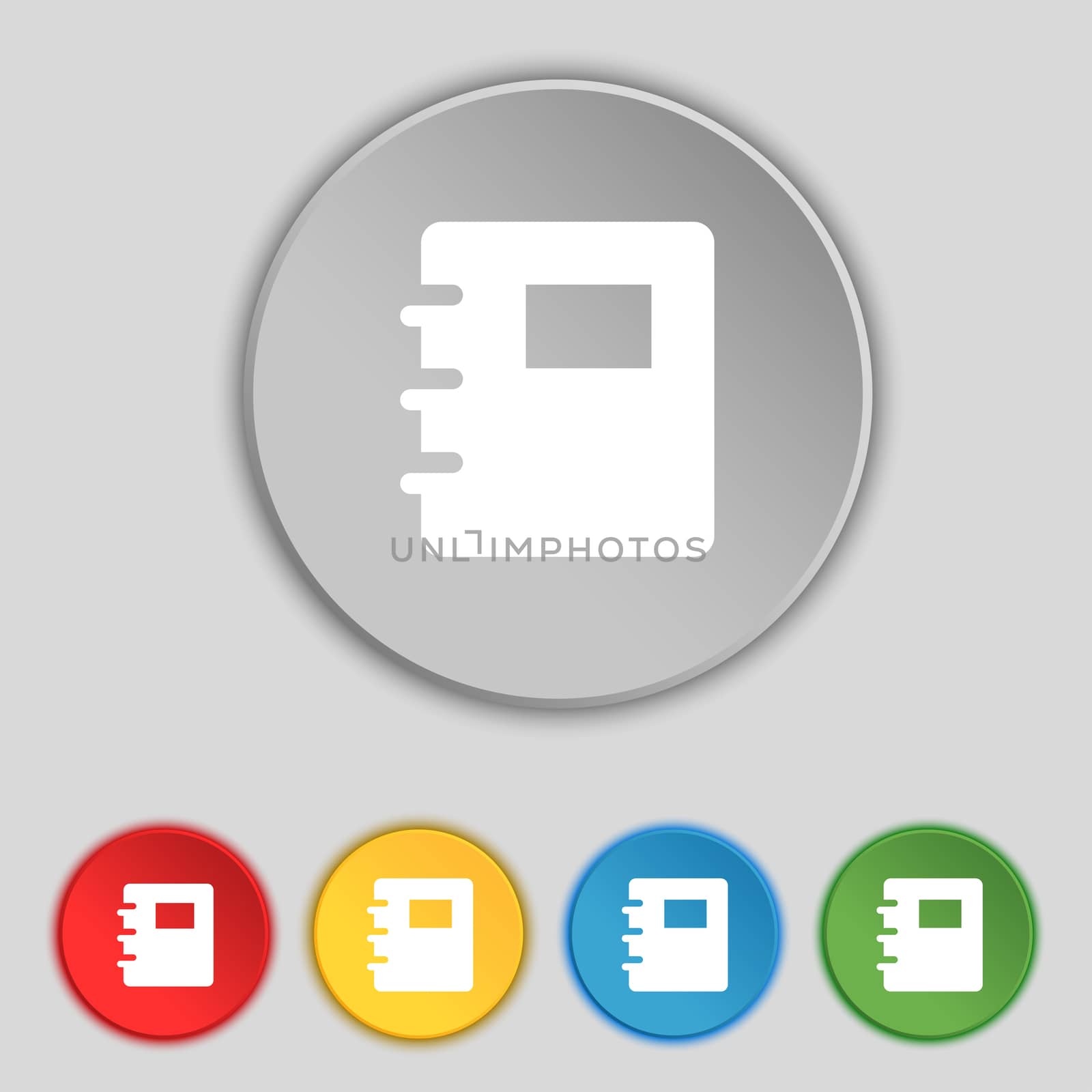 Book icon sign. Symbol on five flat buttons.  by serhii_lohvyniuk