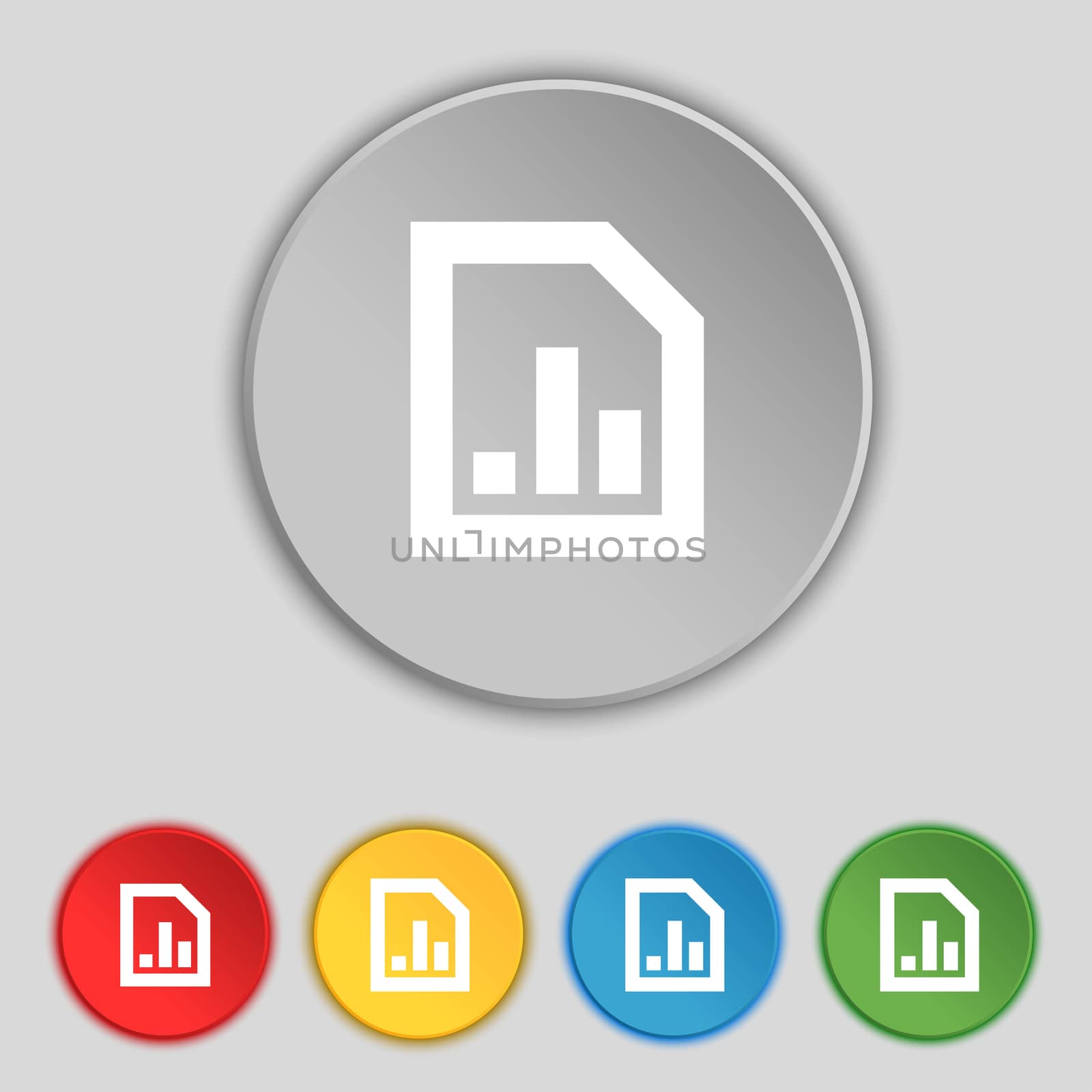 Growth and development concept. graph of Rate icon sign. Symbol on five flat buttons. illustration