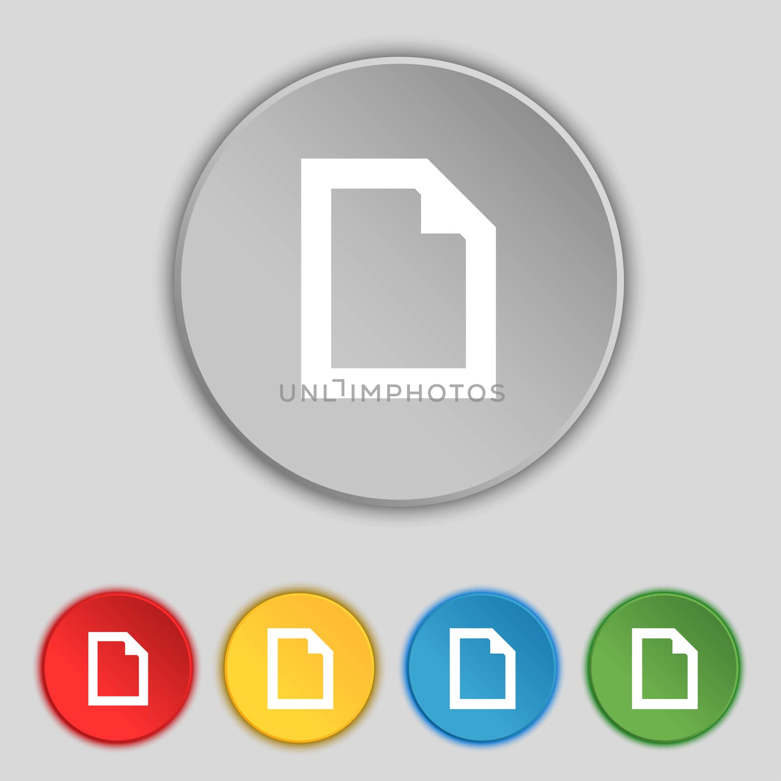 Text File document icon sign. Symbol on five flat buttons.  by serhii_lohvyniuk