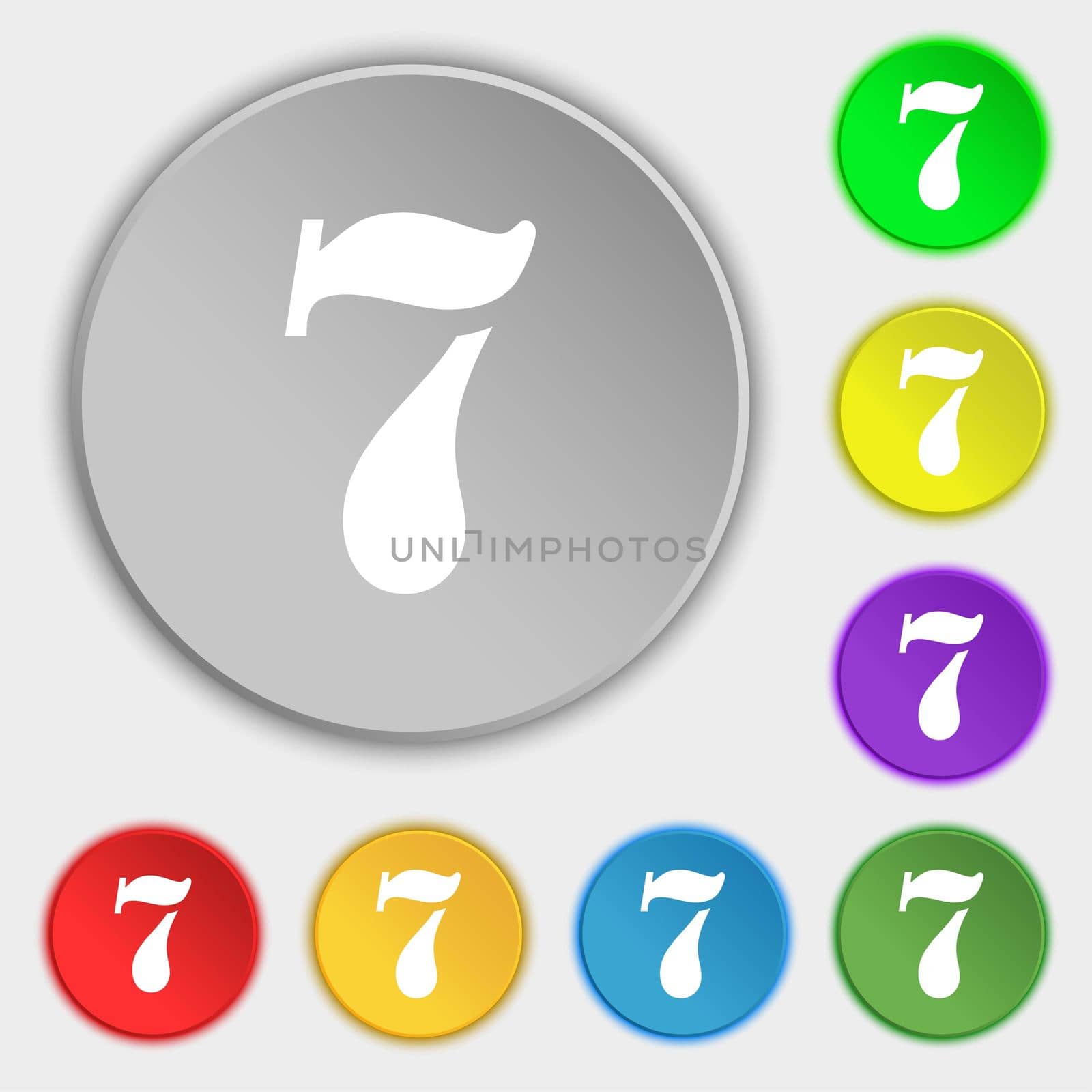 number seven icon sign. Symbols on eight flat buttons. illustration