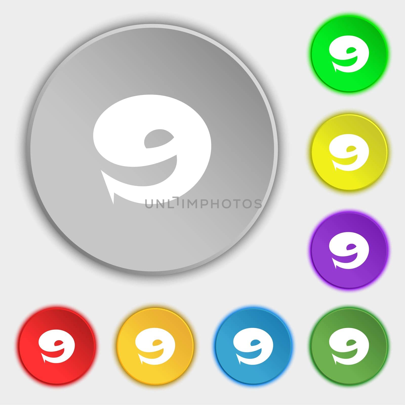 number Nine icon sign. Symbols on eight flat buttons. illustration