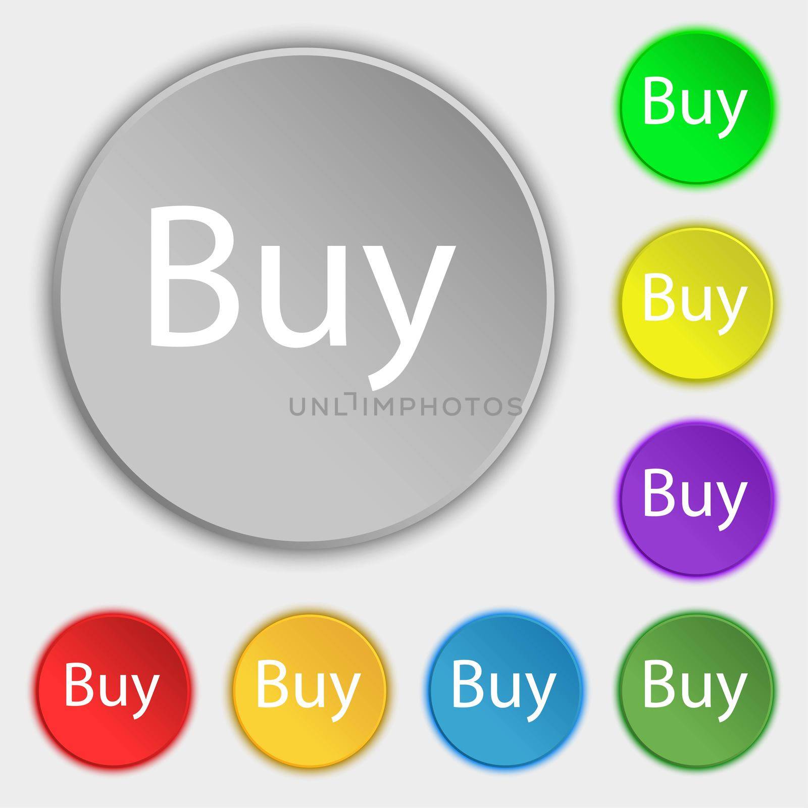 Buy sign icon. Online buying dollar usd button. Symbols on eight flat buttons. illustration