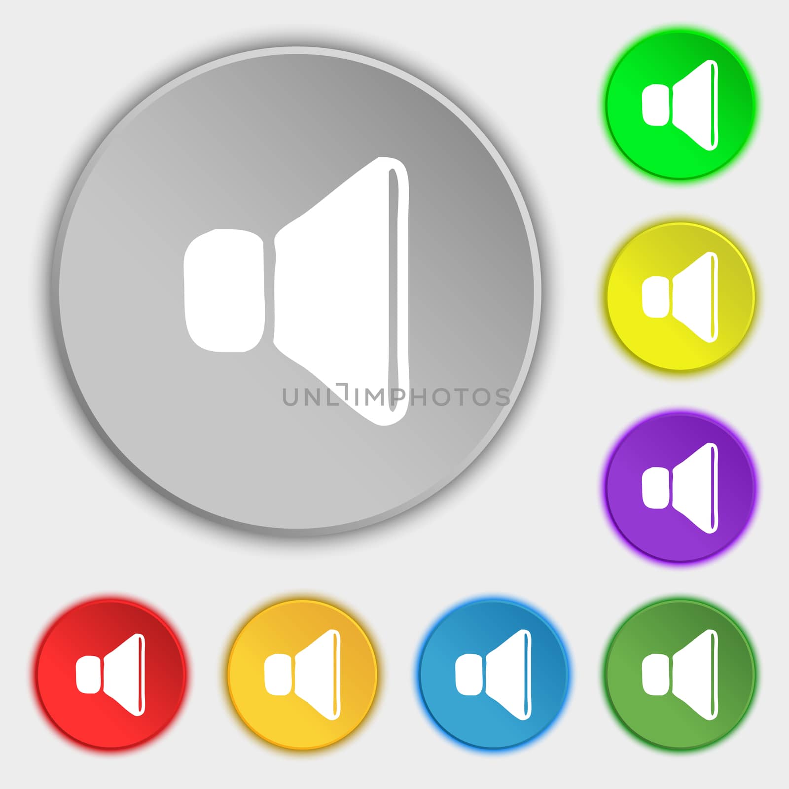 volume, sound icon sign. Symbol on five flat buttons.  by serhii_lohvyniuk