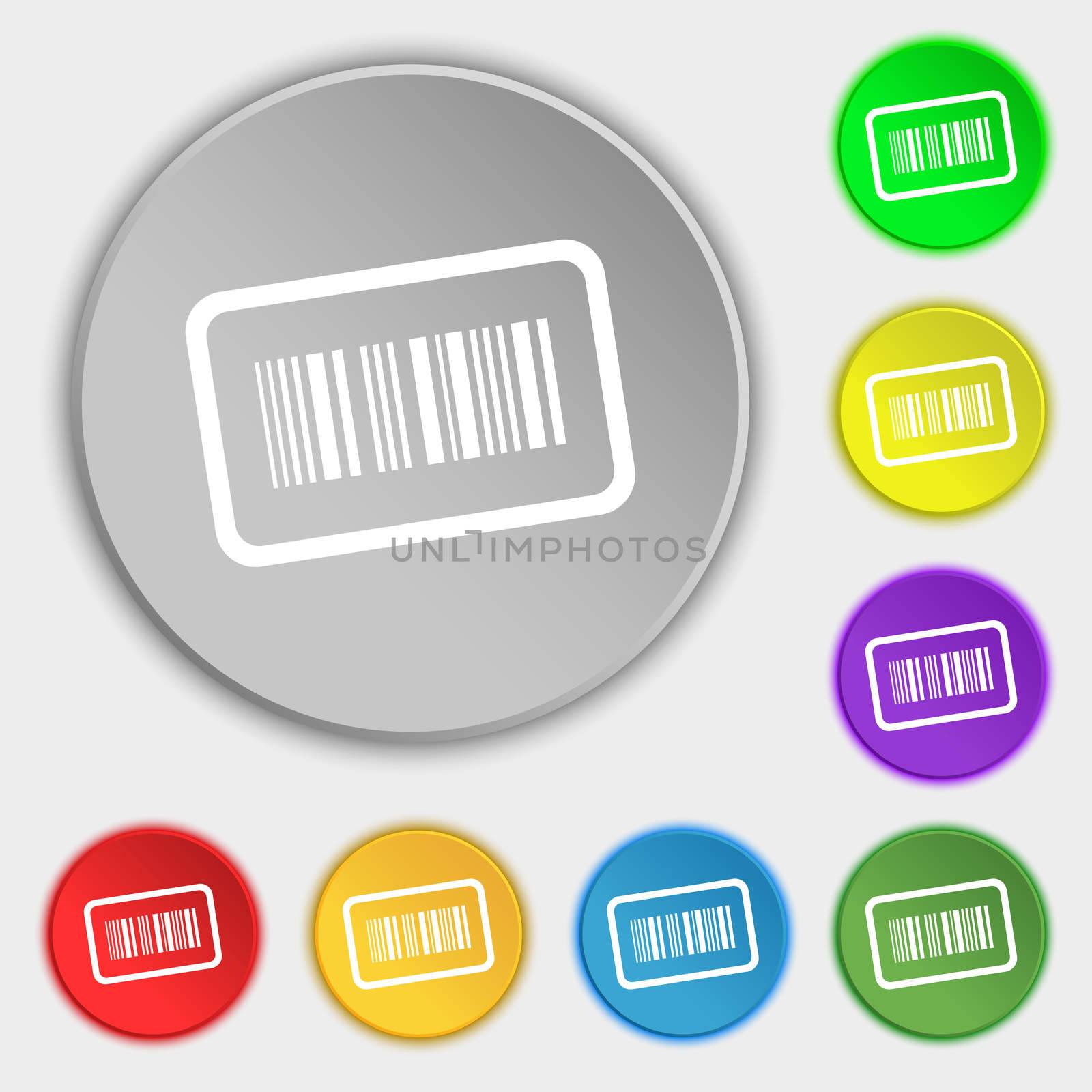 Barcode icon sign. Symbol on eight flat buttons.  by serhii_lohvyniuk