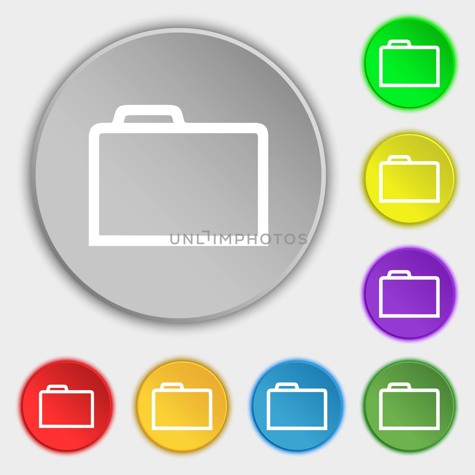 Folder icon sign. Symbol on eight flat buttons. illustration