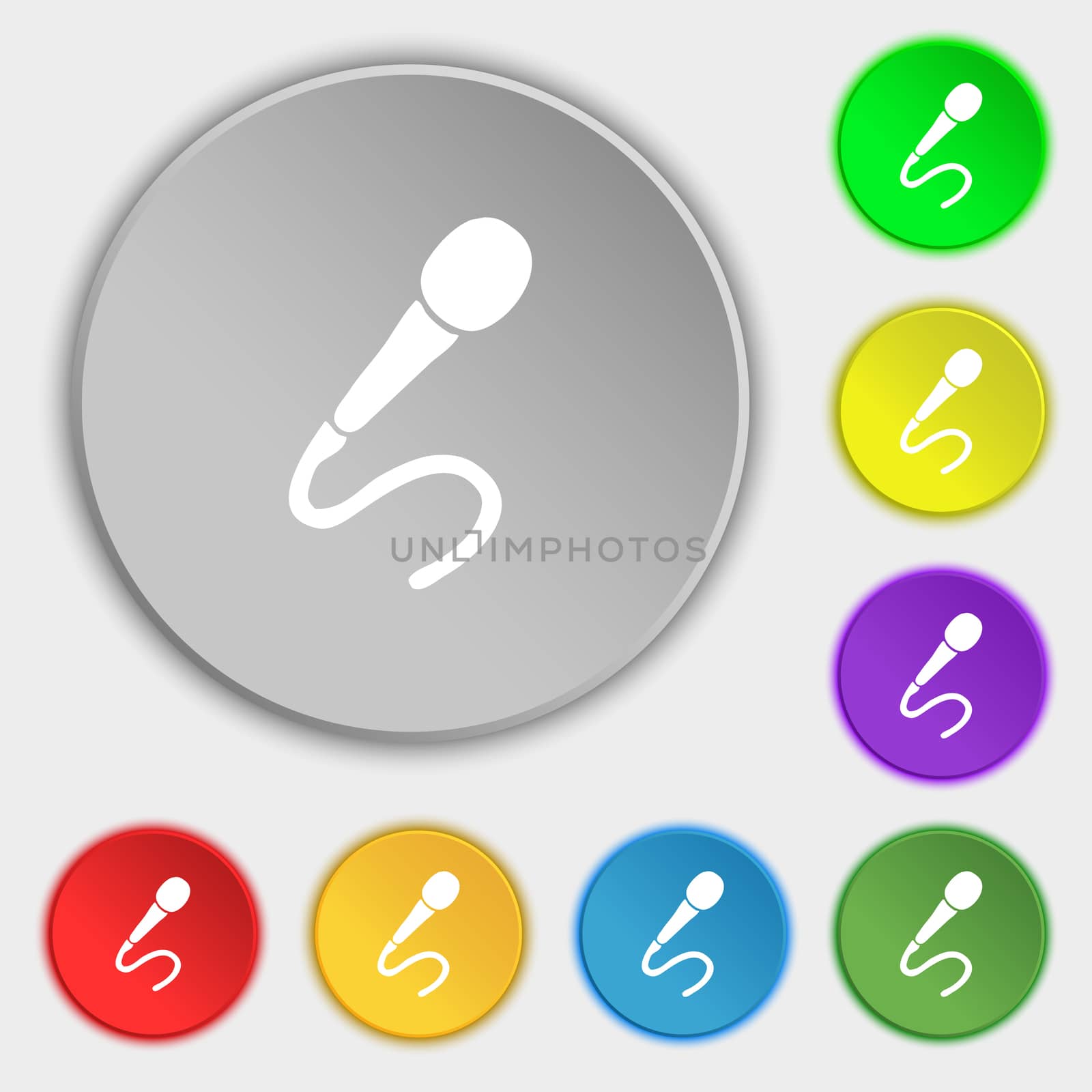 microphone icon sign. Symbol on five flat buttons.  by serhii_lohvyniuk