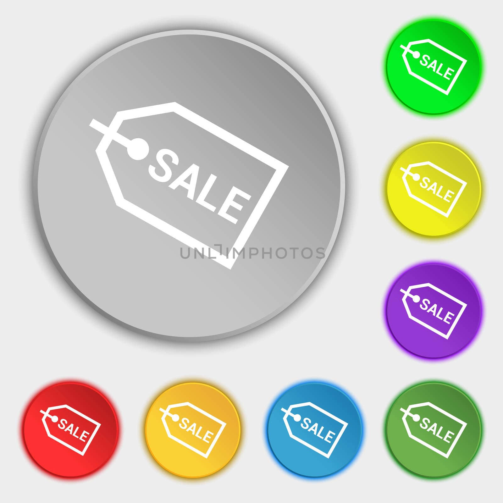 Sale icon sign. Symbol on eight flat buttons. illustration
