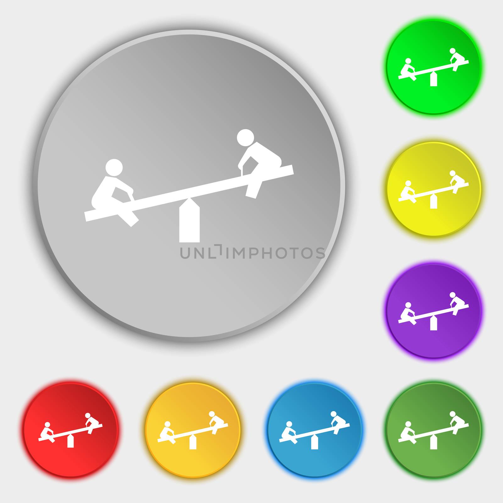 swing icon sign. Symbol on five flat buttons.  by serhii_lohvyniuk