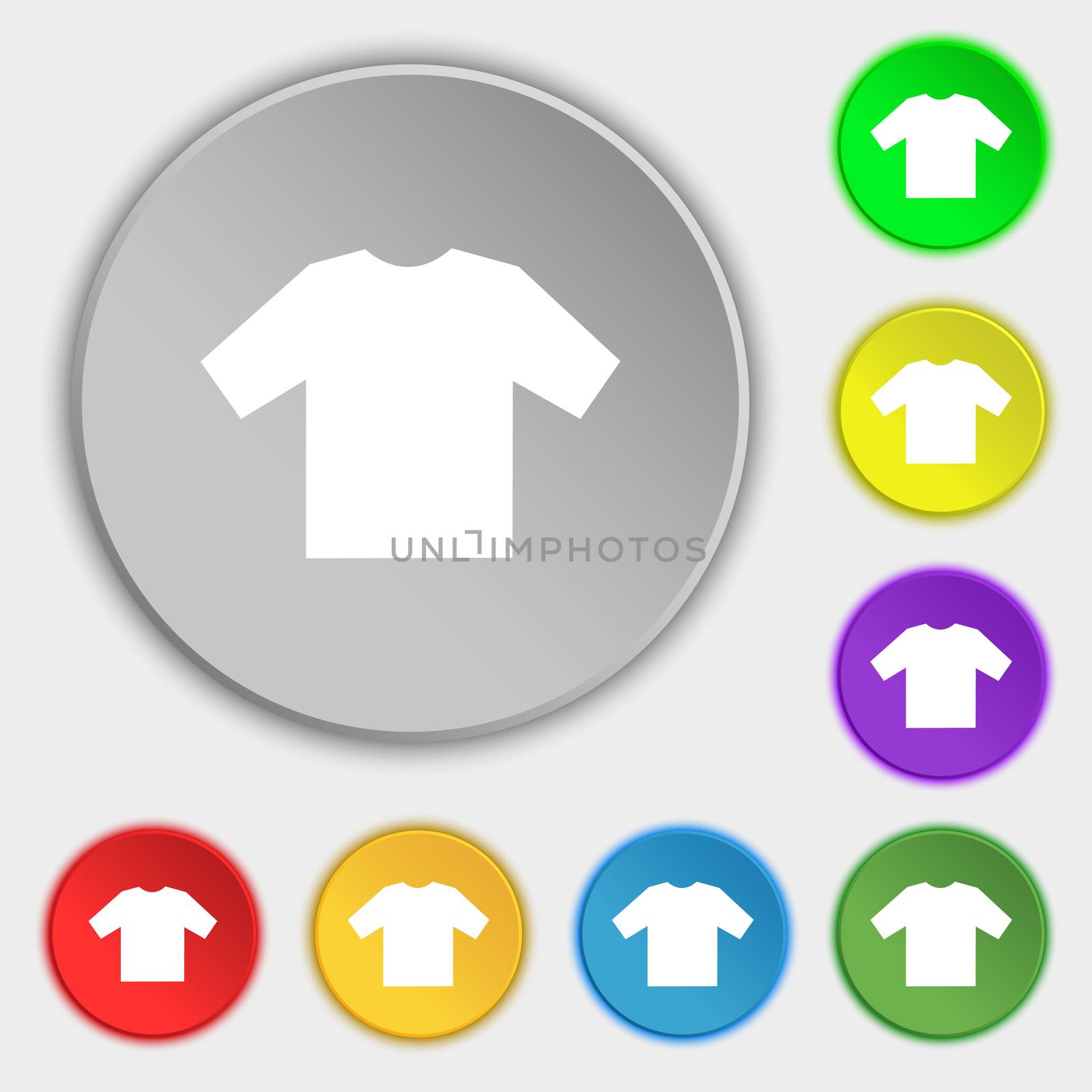 t-shirt icon sign. Symbol on five flat buttons.  by serhii_lohvyniuk