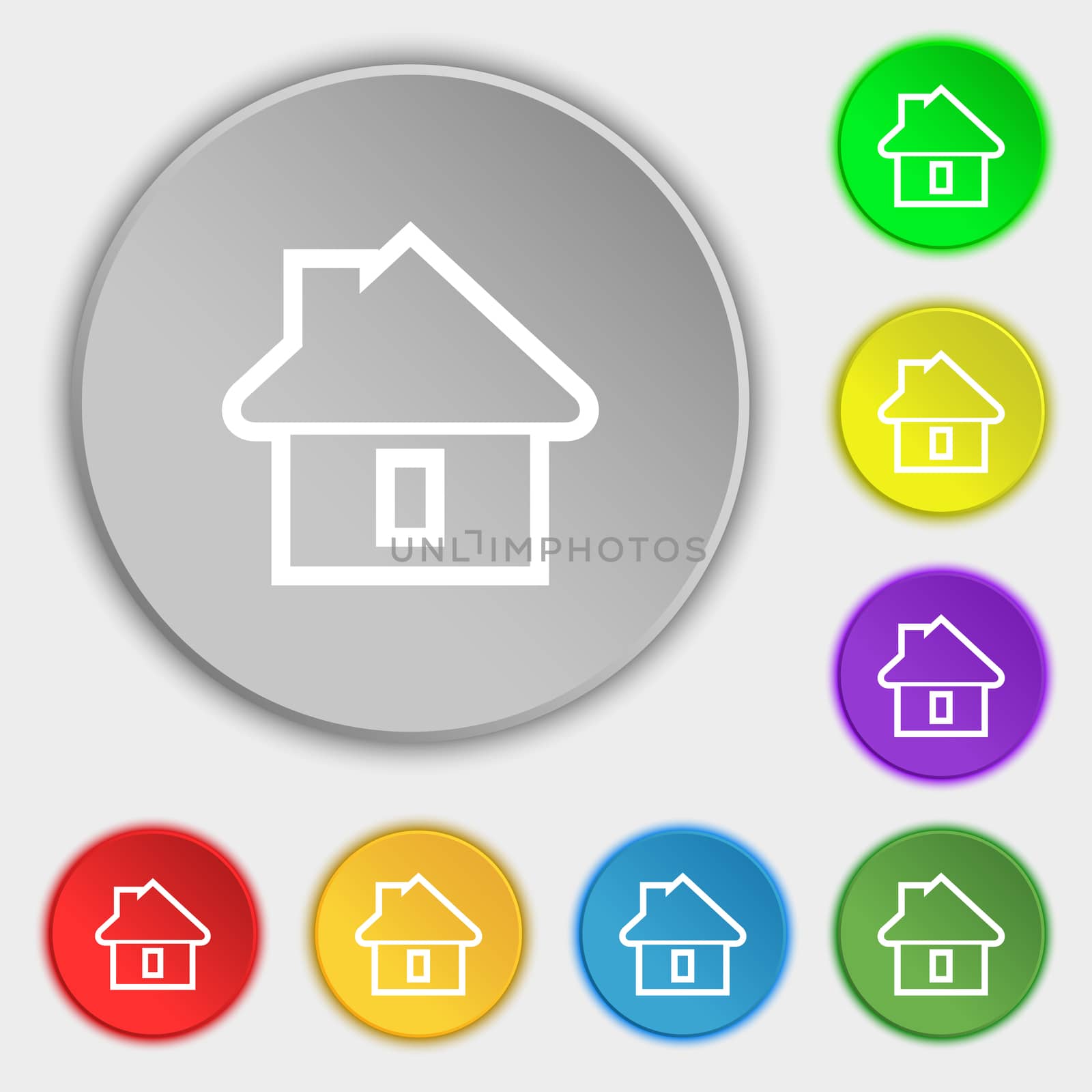House icon sign. Symbol on eight flat buttons.  by serhii_lohvyniuk
