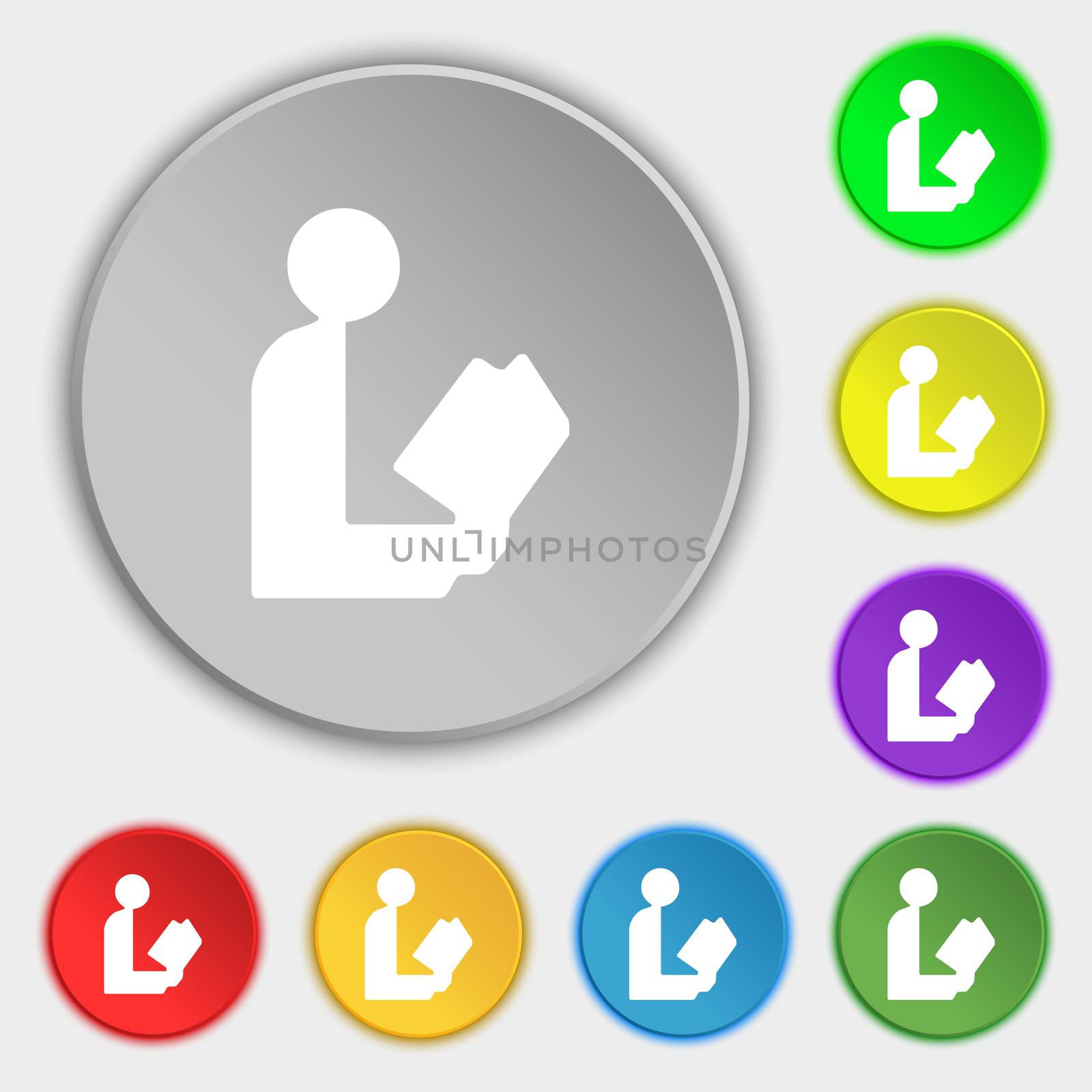 read a book icon sign. Symbol on five flat buttons.  by serhii_lohvyniuk
