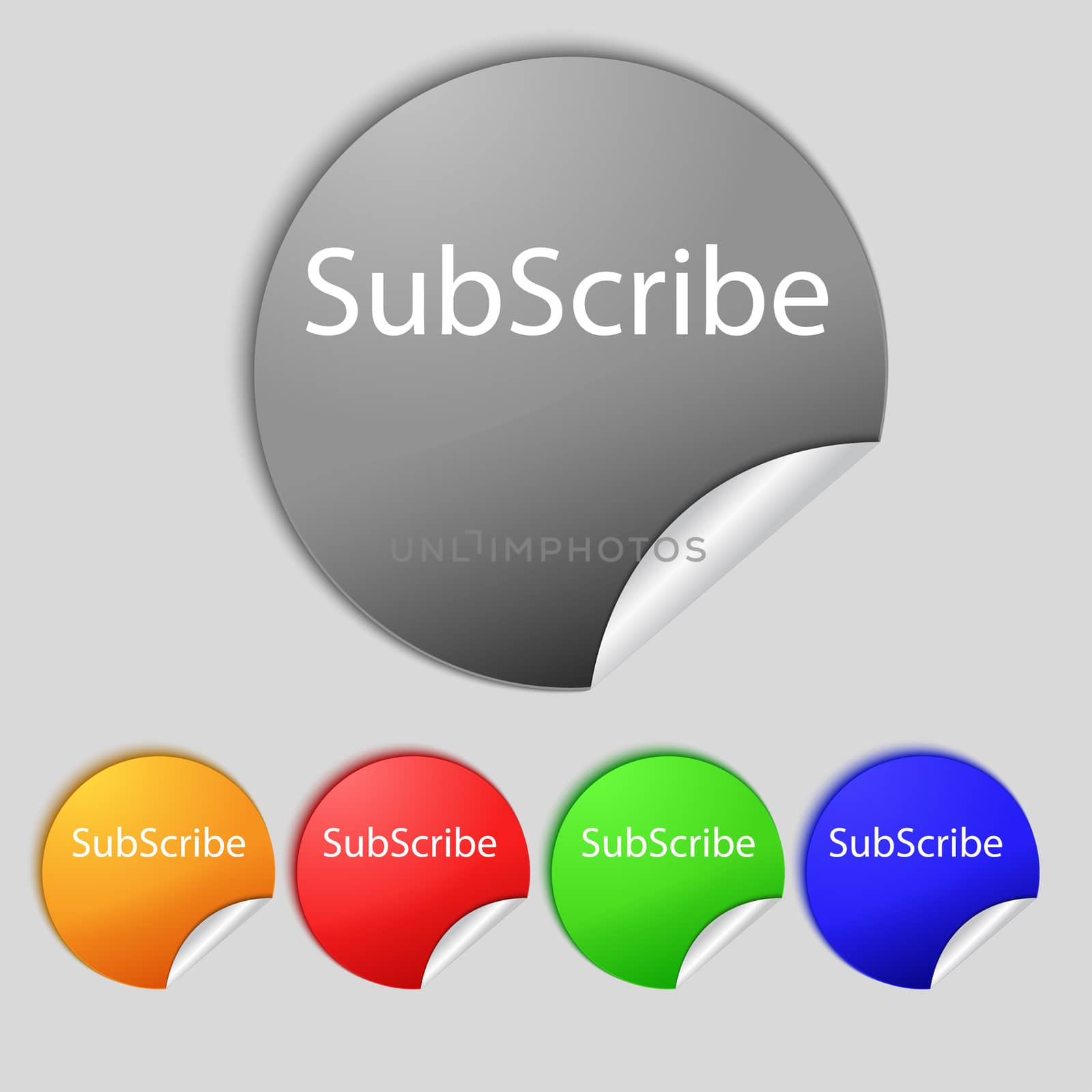 Subscribe sign icon. Membership symbol. Website navigation. Set of colored buttons illustration