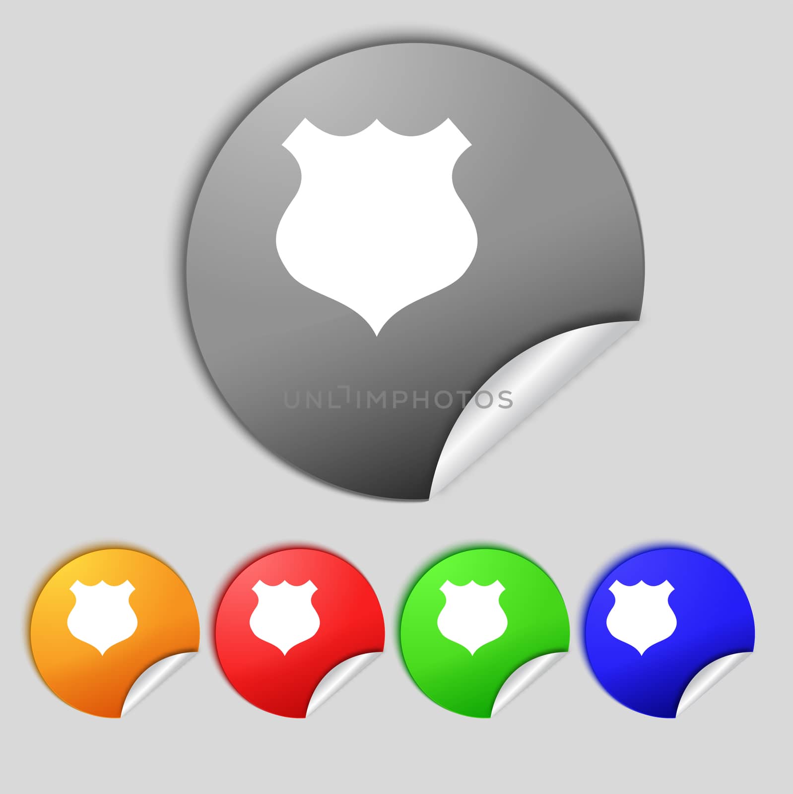 Shield sign icon. Protection symbol. Set colourful buttons.  by serhii_lohvyniuk