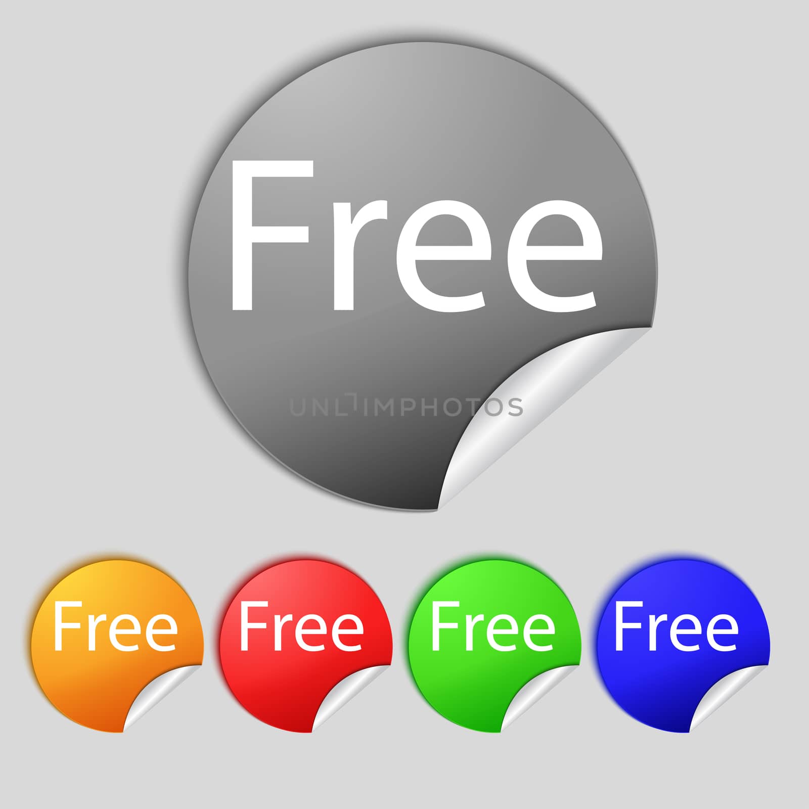 Free sign icon. Special offer symbol. Set of colored buttons. illustration