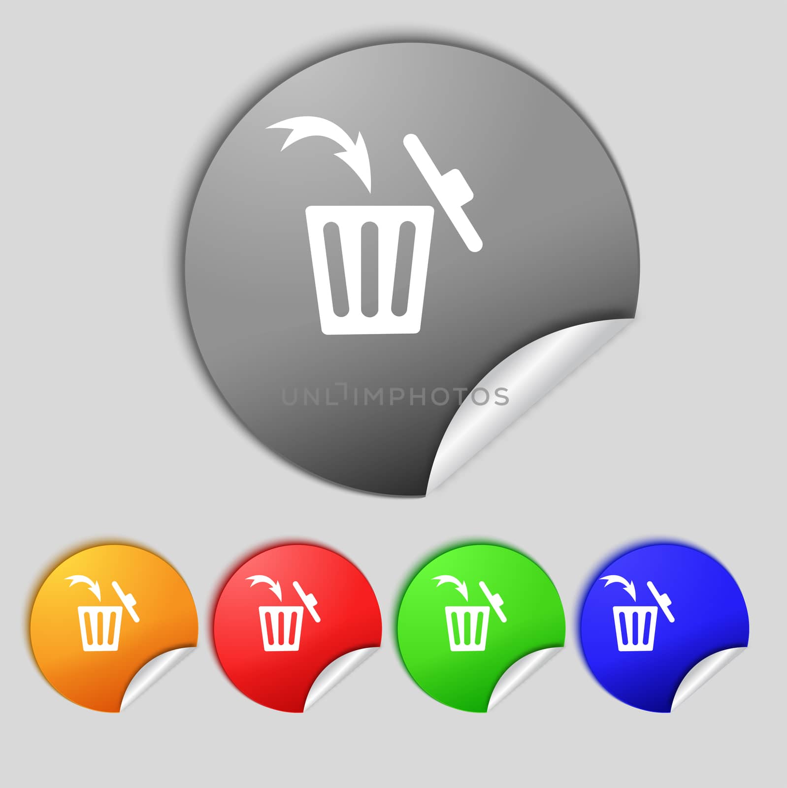 Recycle bin sign icon. Bins symbol. Set colourful buttons.  by serhii_lohvyniuk