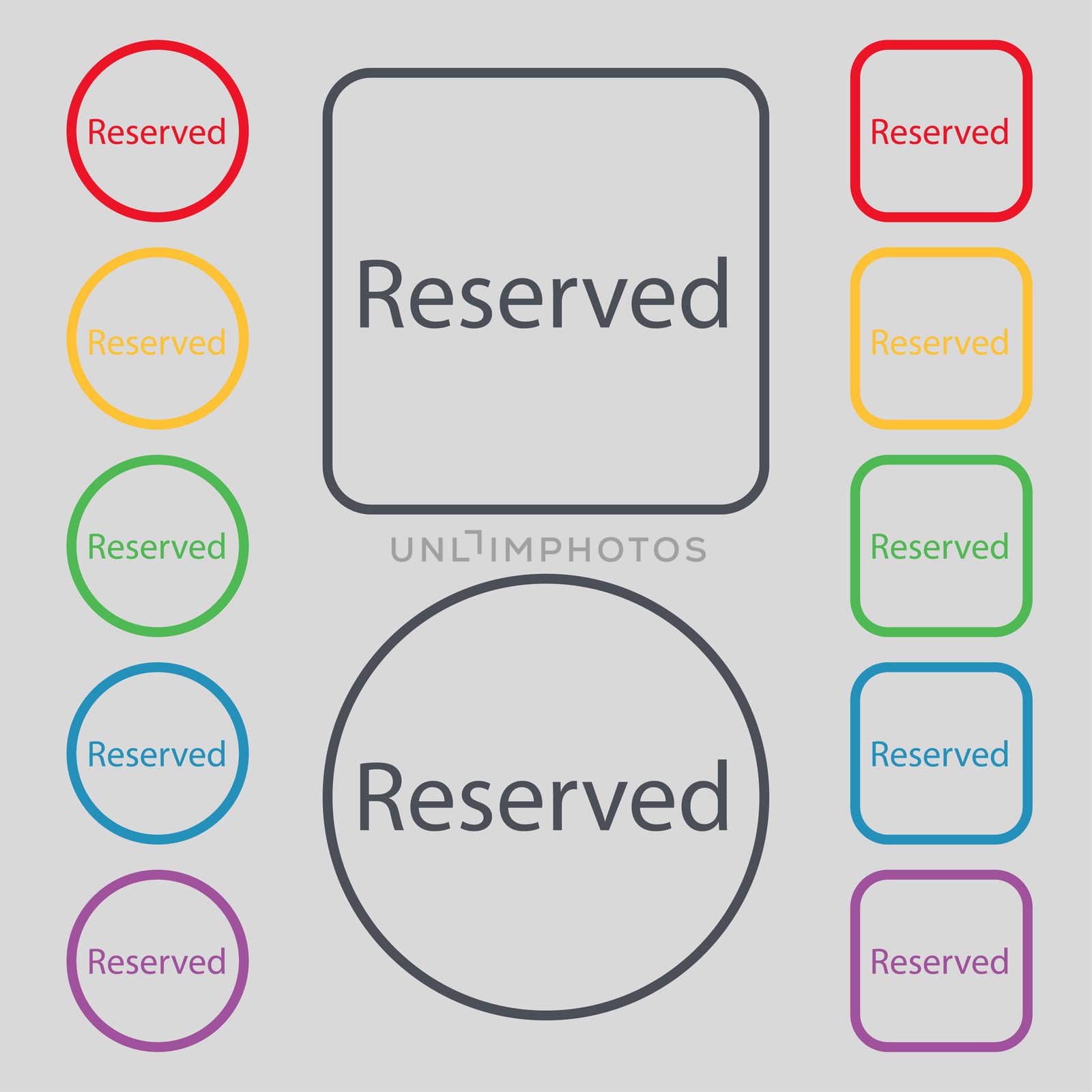 Reserved sign icon. Set of colored buttons. illustration