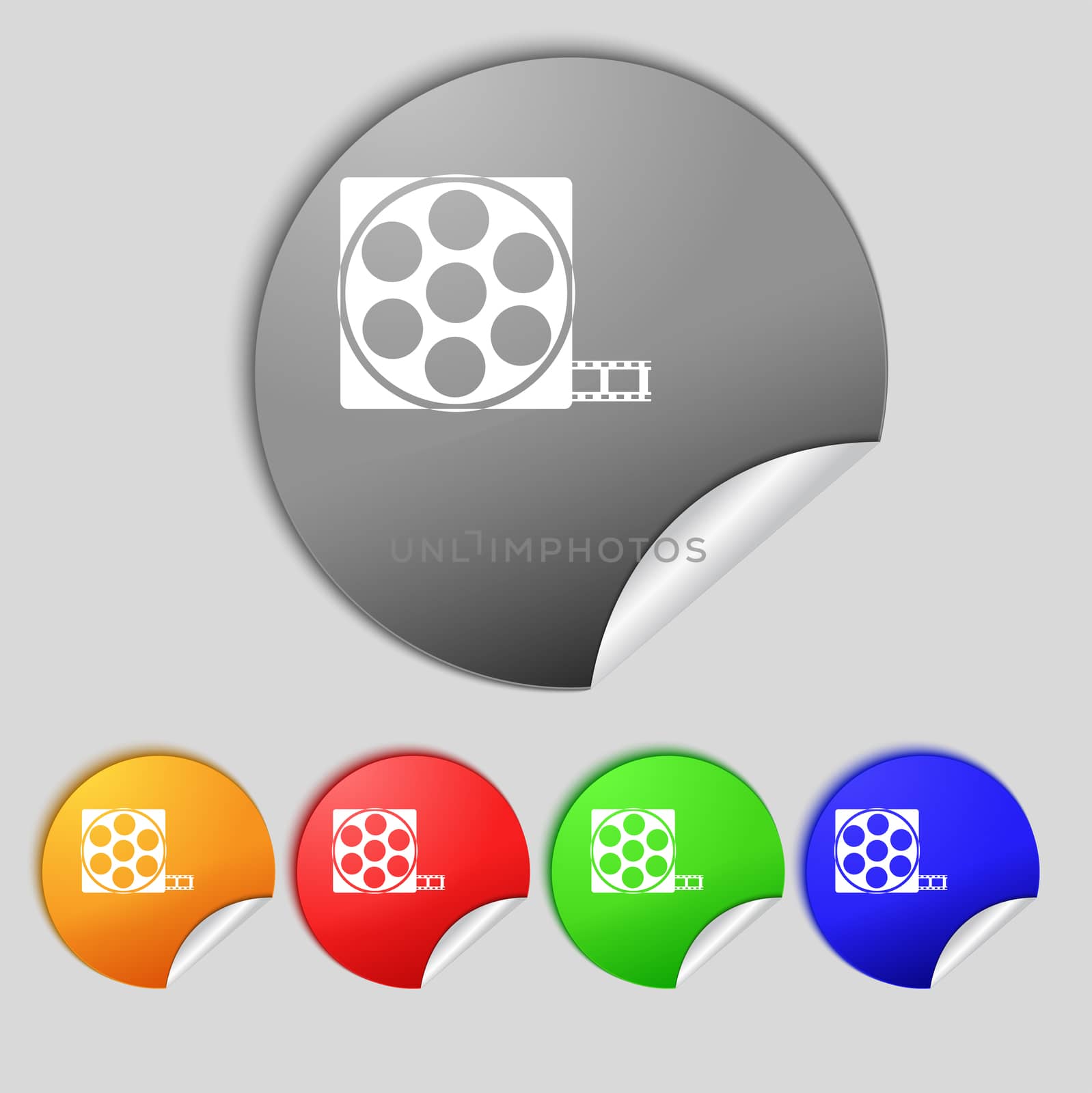 Video sign icon. frame symbol. Set colourful buttons.  by serhii_lohvyniuk