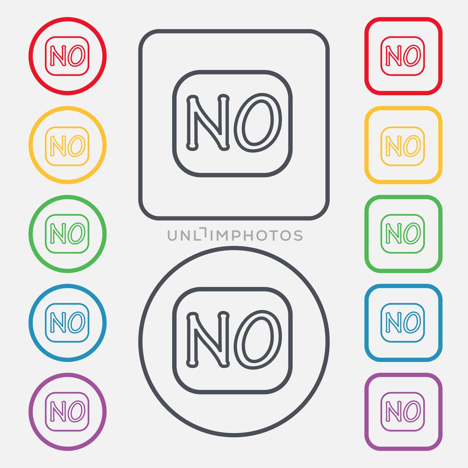 Norwegian language sign icon. NO Norway translation symbol. Set of colored buttons. illustration