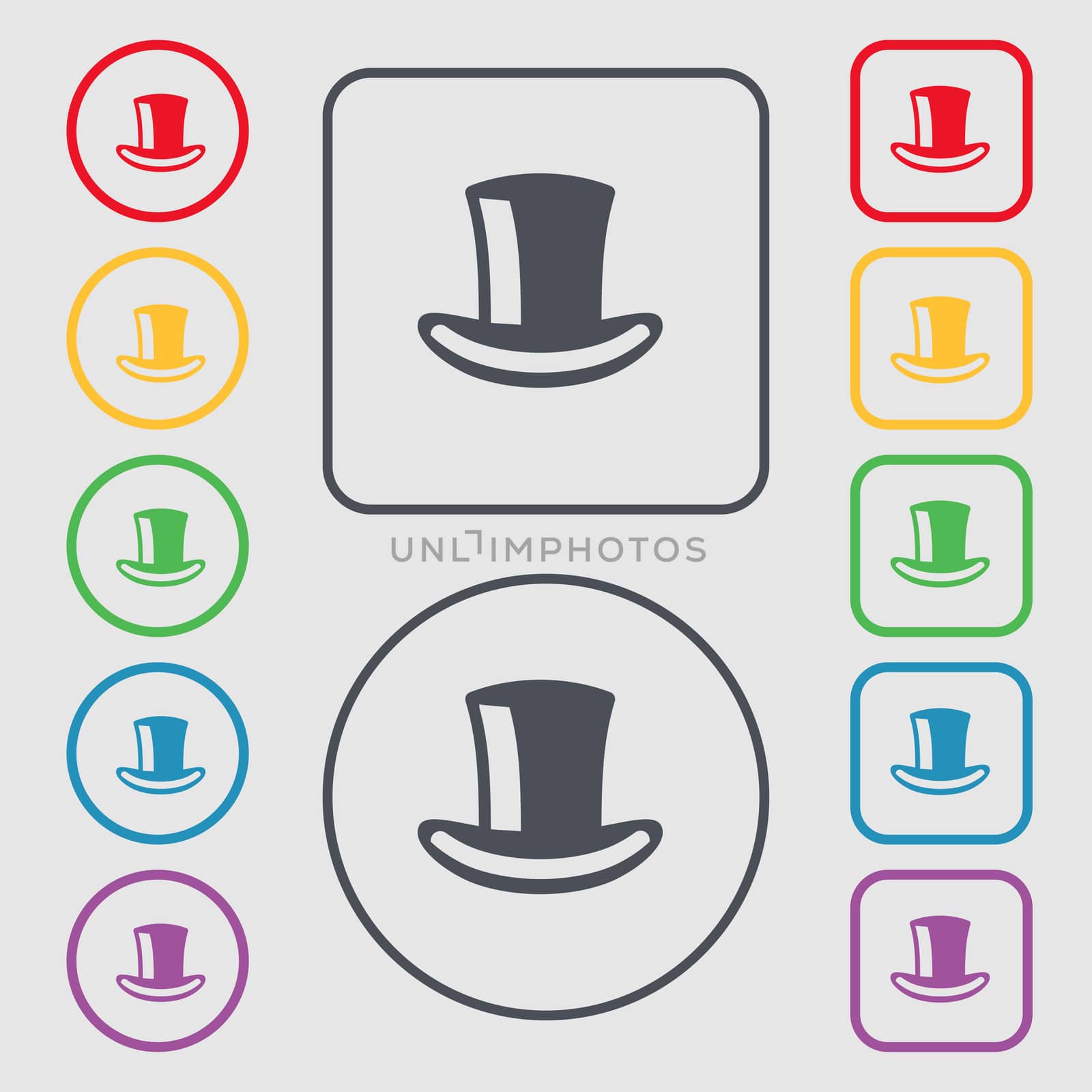 cylinder hat icon sign. symbol on the Round and square buttons with frame.  by serhii_lohvyniuk