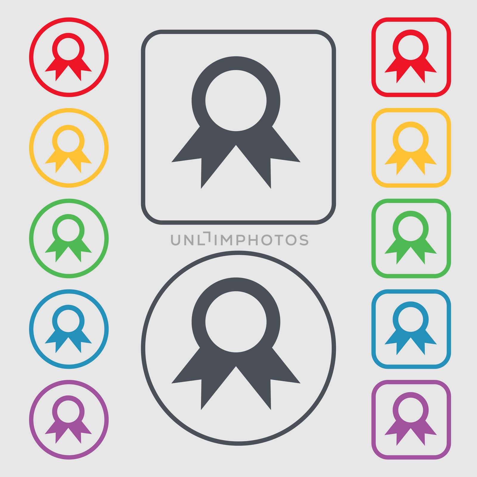 Award, Prize for winner icon sign. symbol on the Round and square buttons with frame. illustration