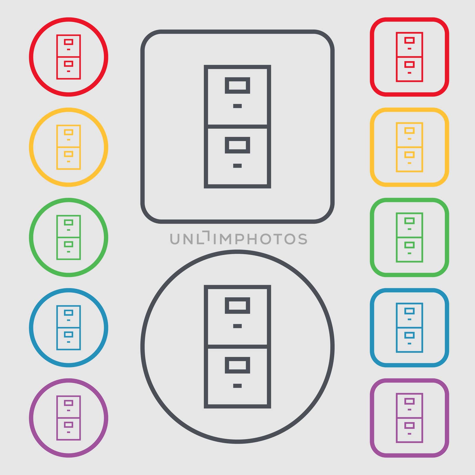 Safe sign icon. Deposit lock symbol. Symbols on the Round and square buttons with frame. illustration