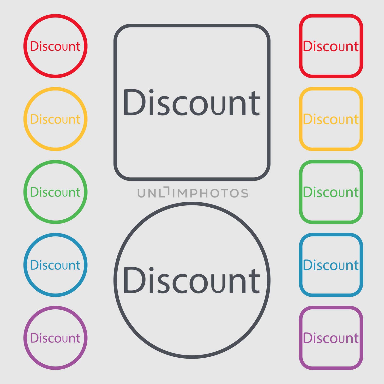 discount sign icon. Sale symbol. Special offer label. Symbols on the Round and square buttons with frame. illustration
