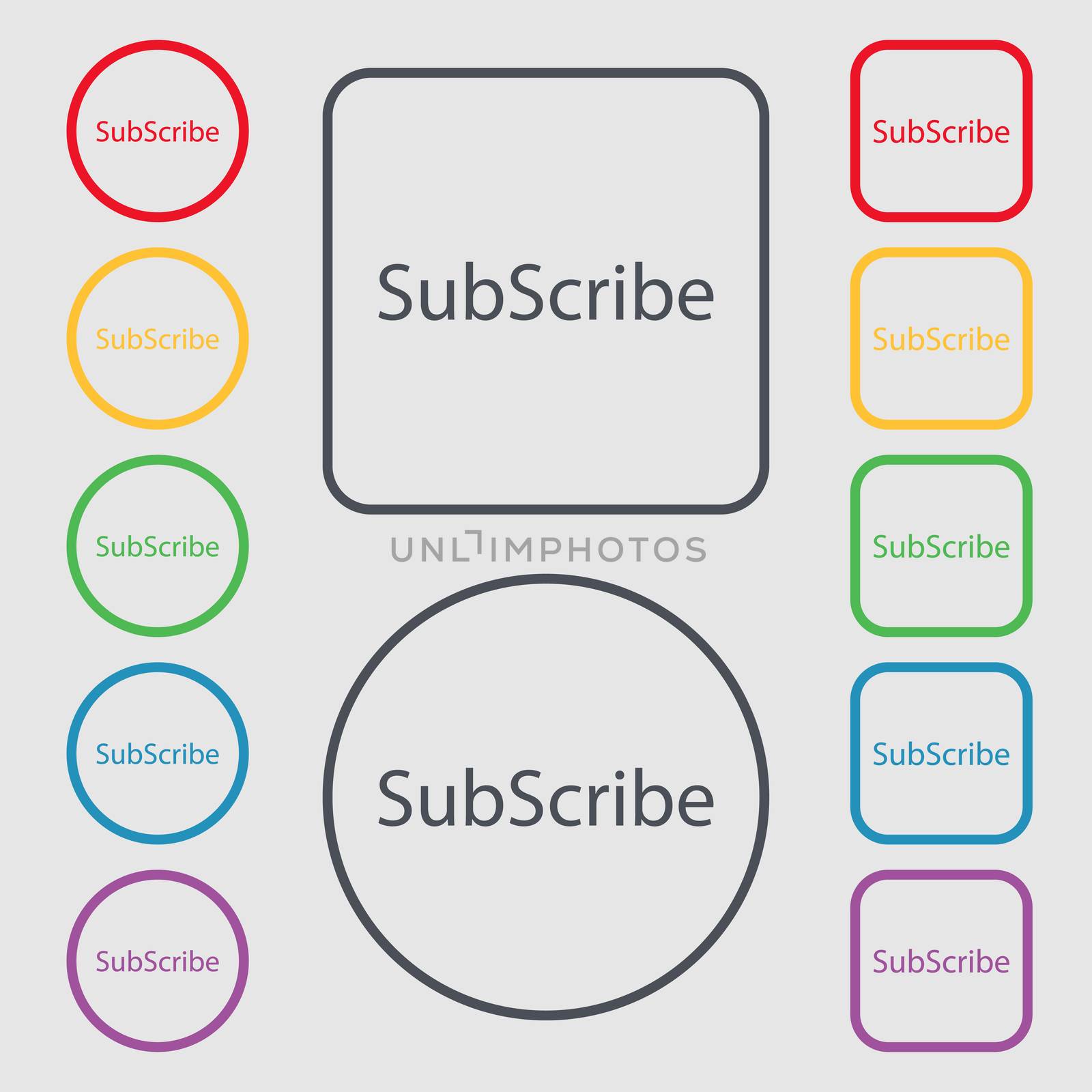 Subscribe sign icon. Membership symbol. Website navigation. Symbols on the Round and square buttons with frame.  by serhii_lohvyniuk