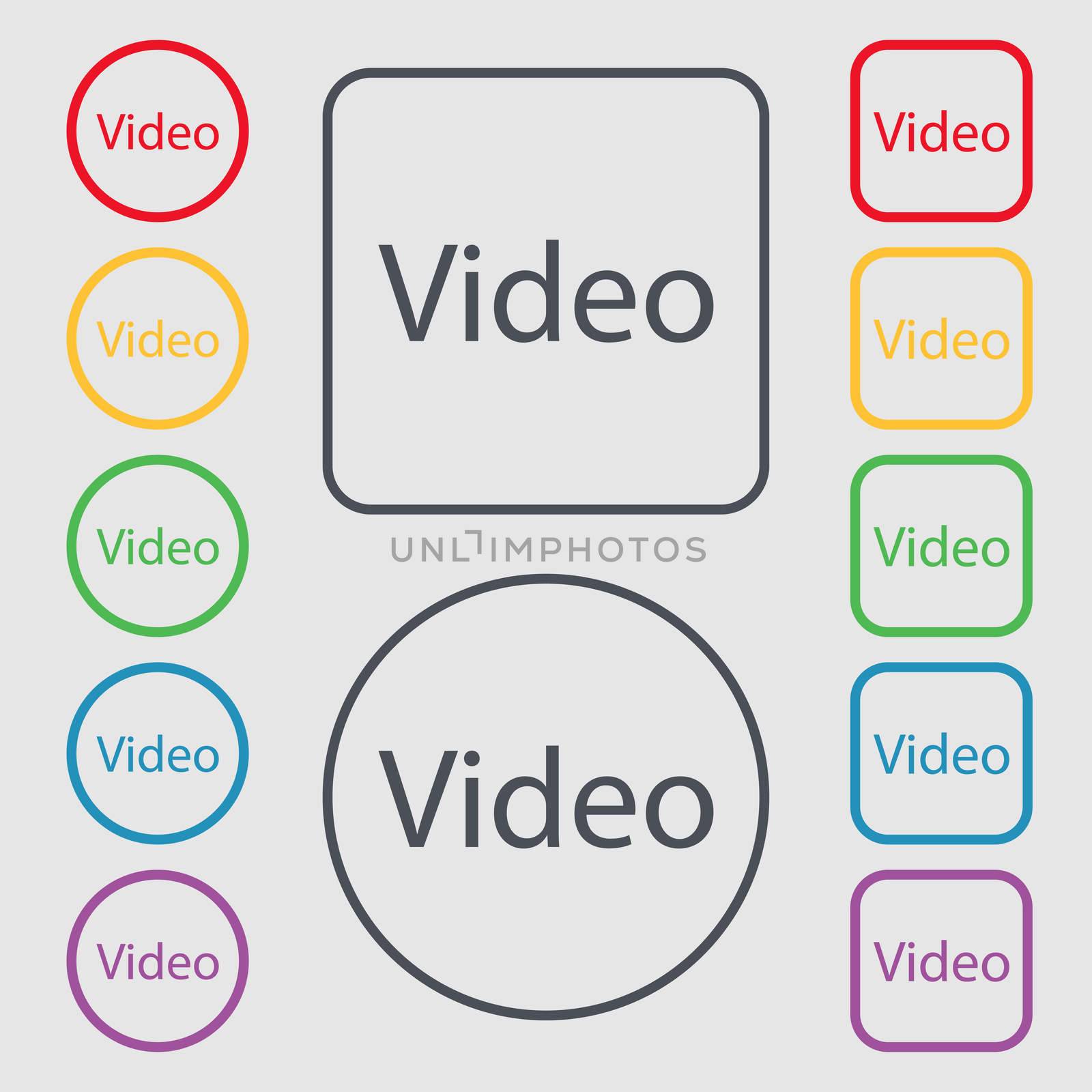 Play video sign icon. Player navigation symbol. Symbols on the Round and square buttons with frame.  by serhii_lohvyniuk