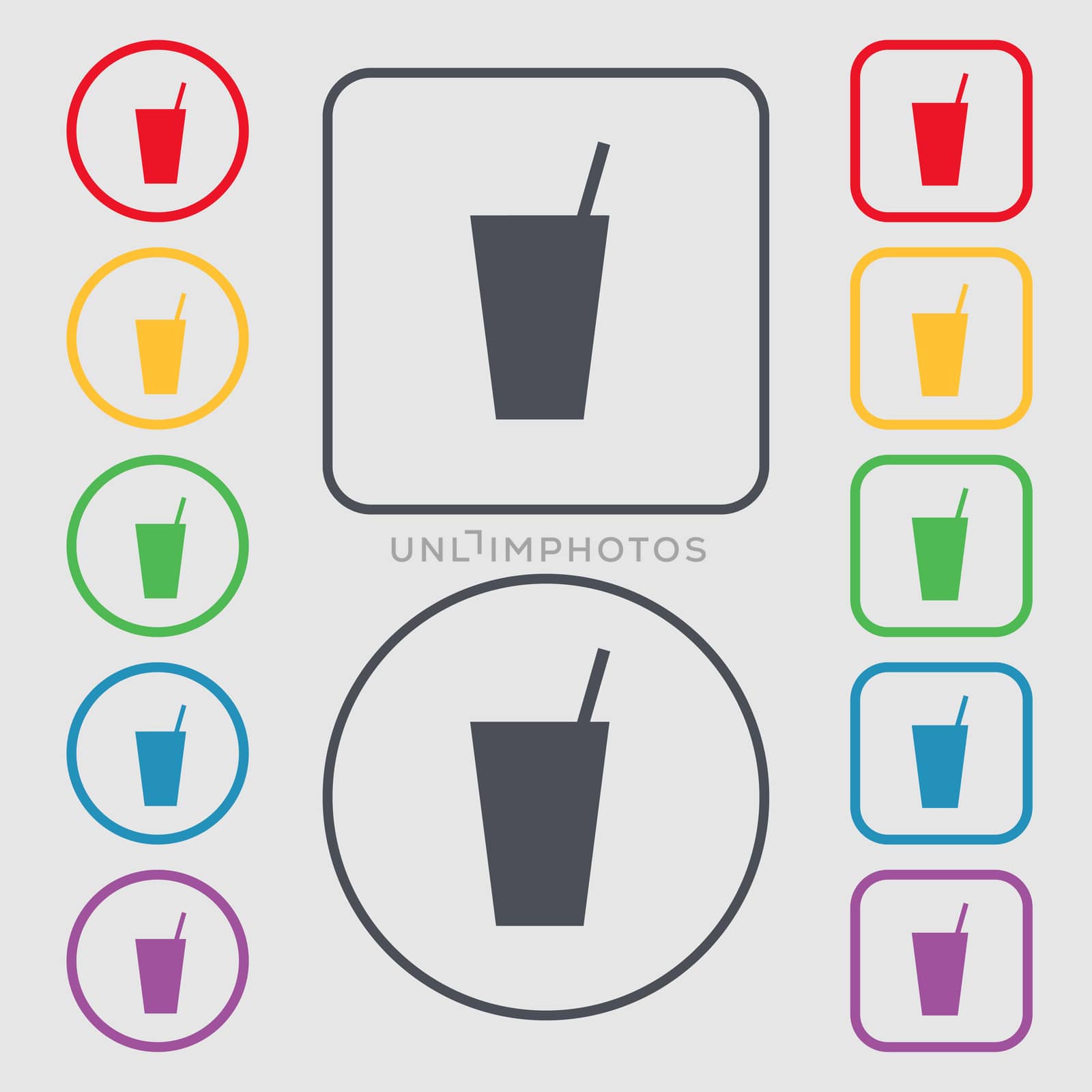 cocktail icon sign. symbol on the Round and square buttons with frame. illustration