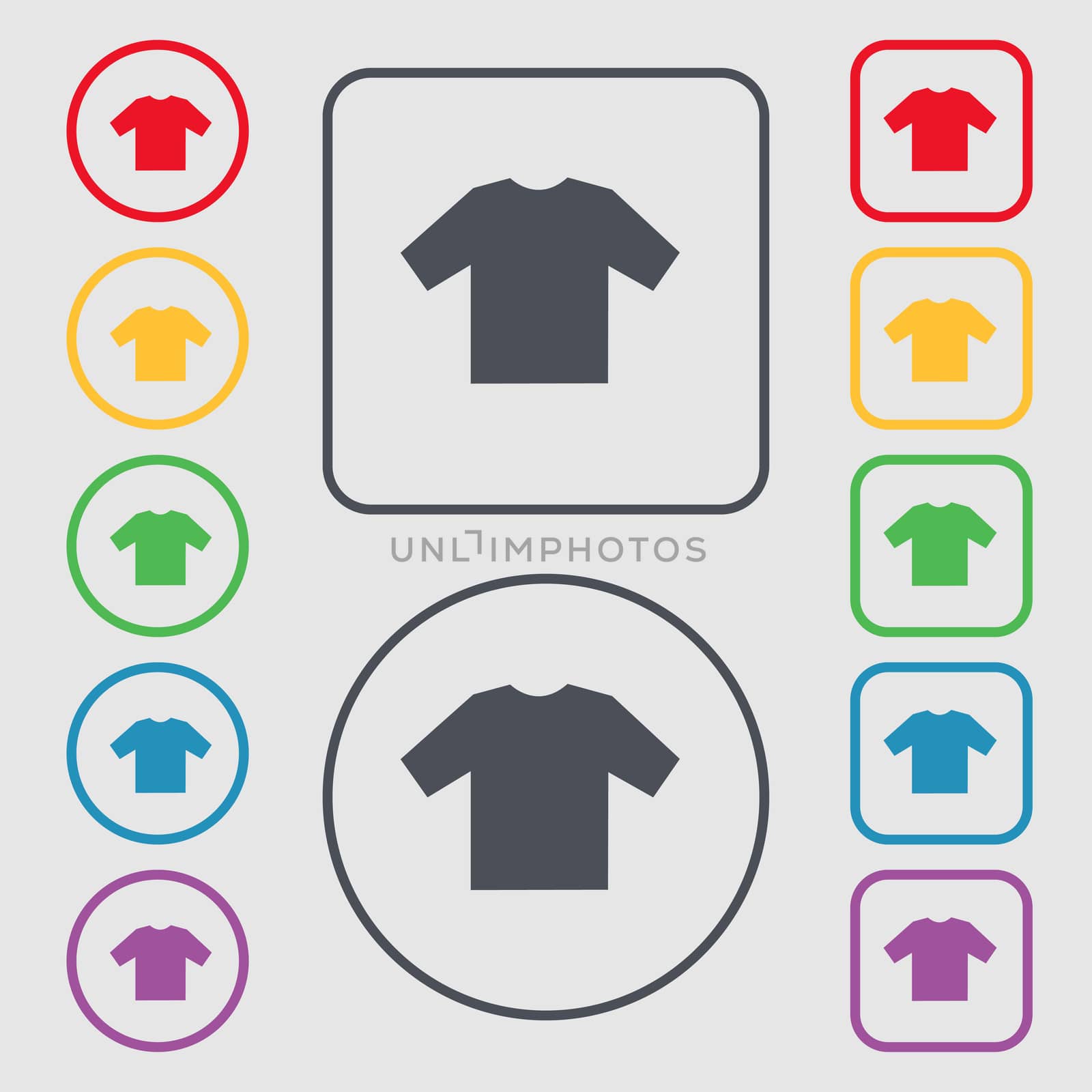 t-shirt icon sign. symbol on the Round and square buttons with frame.  by serhii_lohvyniuk