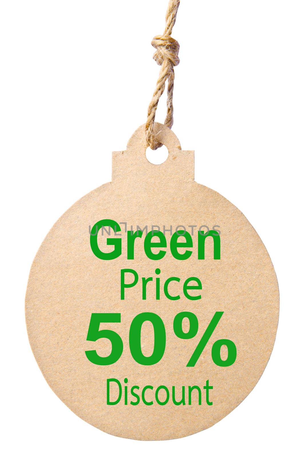Eco friendly tag, Green price 50% Discount. Clipping path