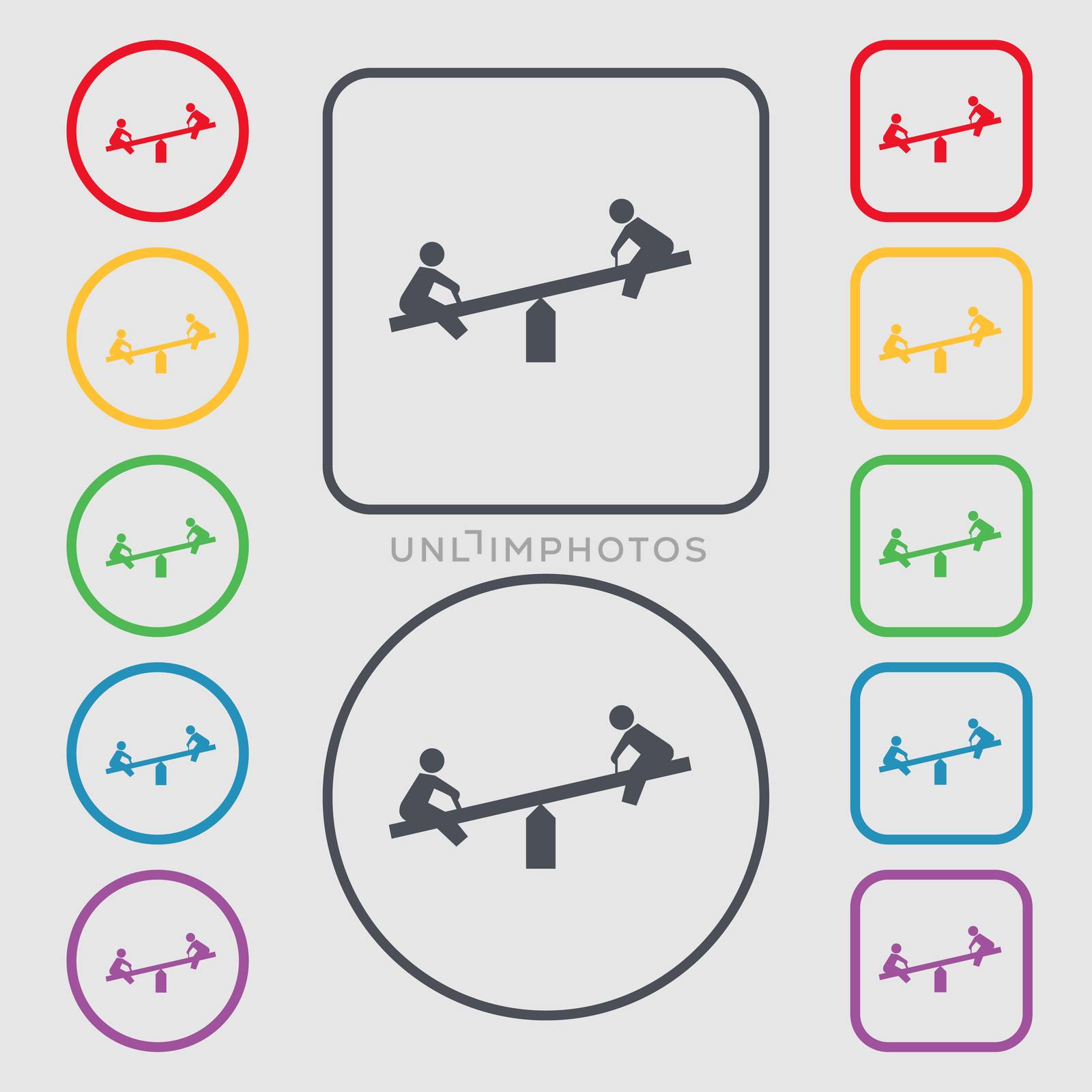 swing icon sign. symbol on the Round and square buttons with frame.  by serhii_lohvyniuk