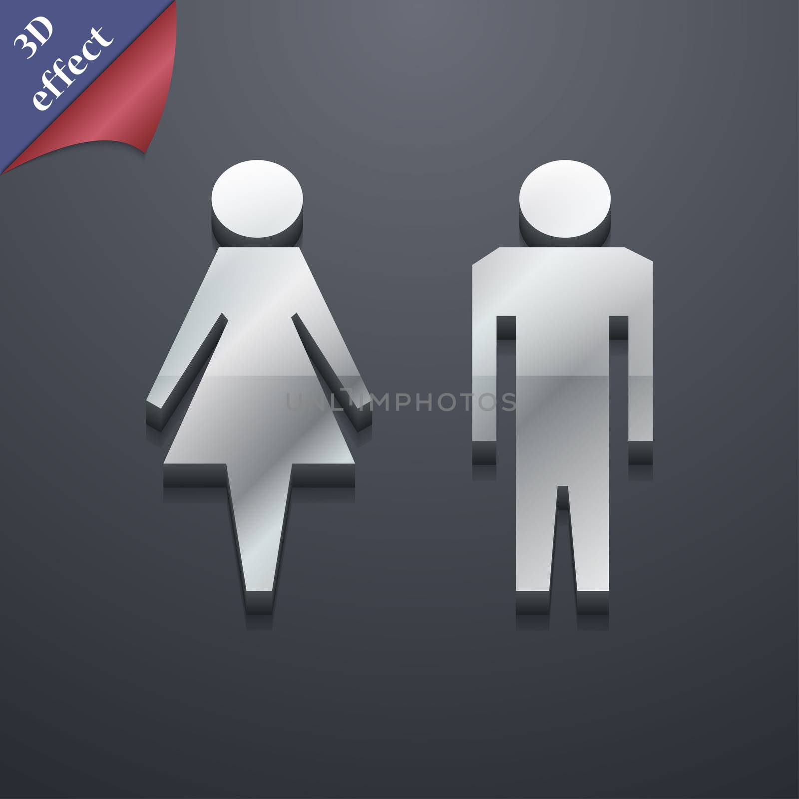 Toilet icon symbol. 3D style. Trendy, modern design with space for your text . Rastrized by serhii_lohvyniuk