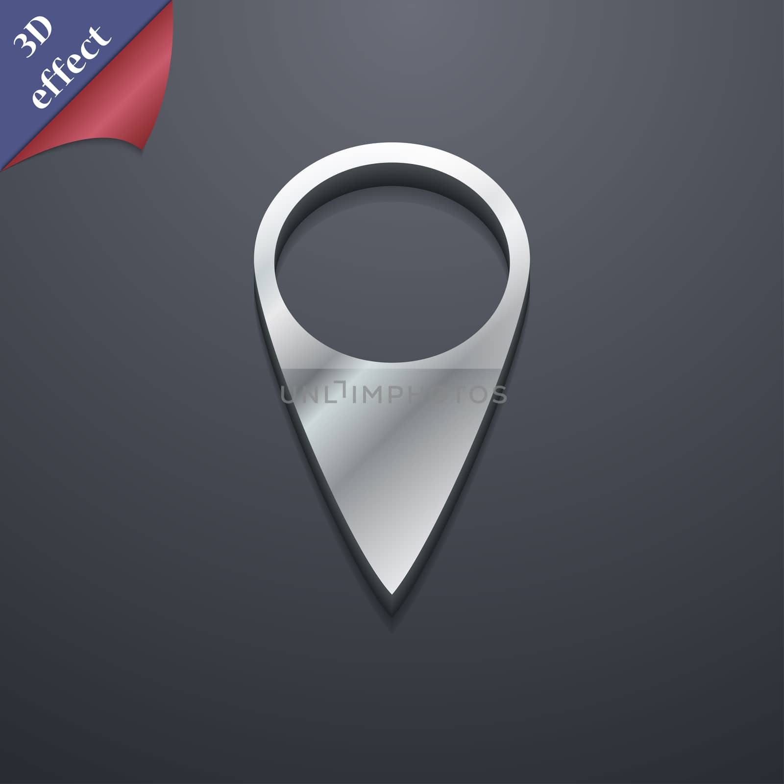 Map pointer icon symbol. 3D style. Trendy, modern design with space for your text illustration. Rastrized copy