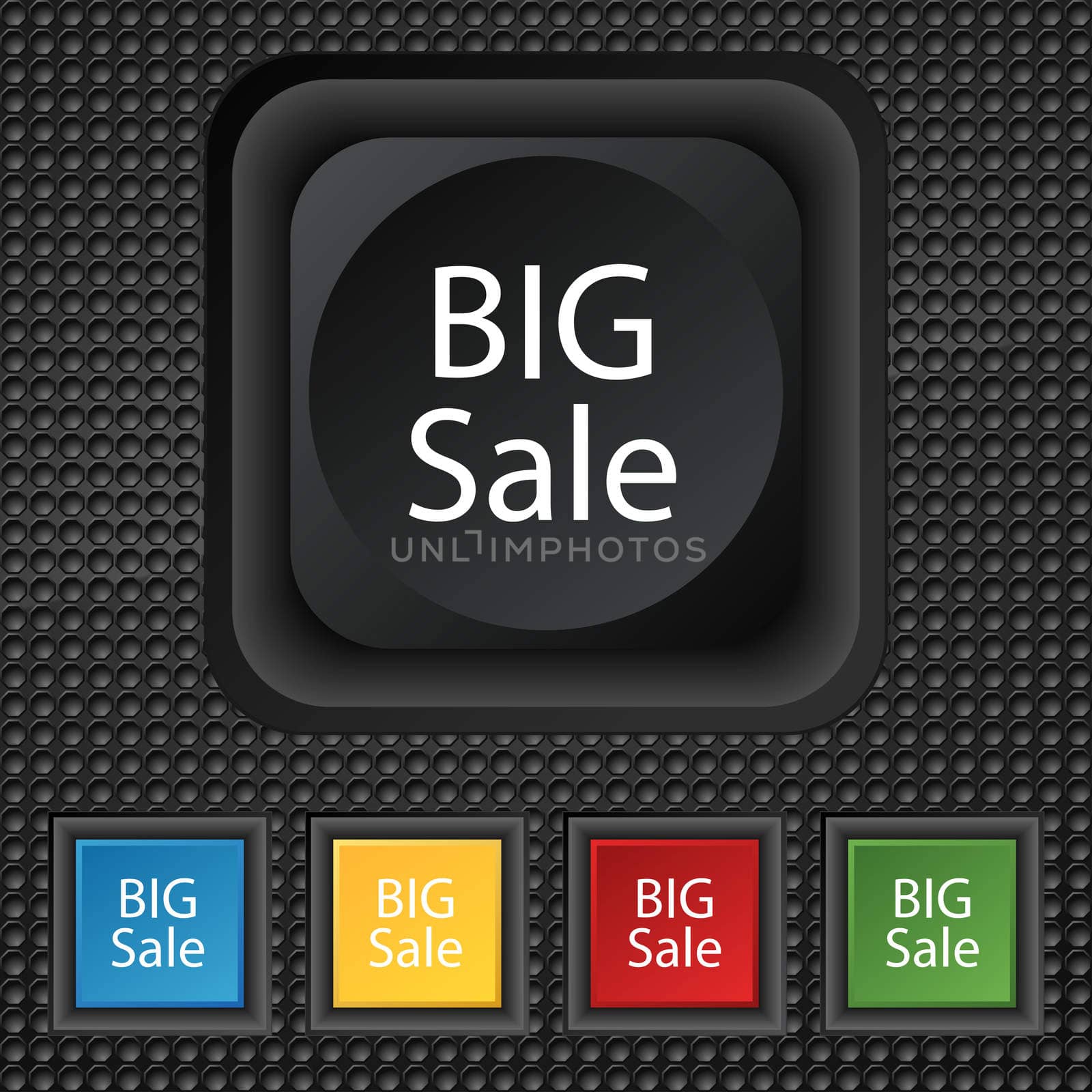 Big sale sign icon. Special offer symbol. Set of colored buttons. illustration
