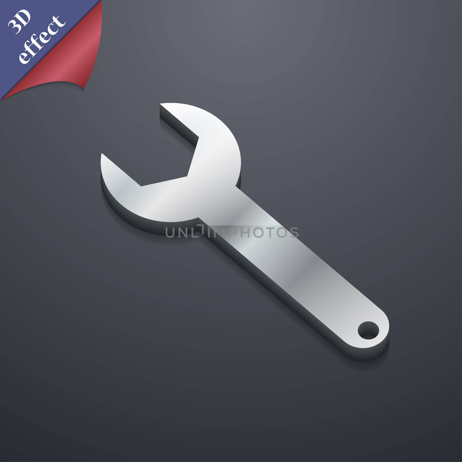 Wrench key icon symbol. 3D style. Trendy, modern design with space for your text . Rastrized by serhii_lohvyniuk